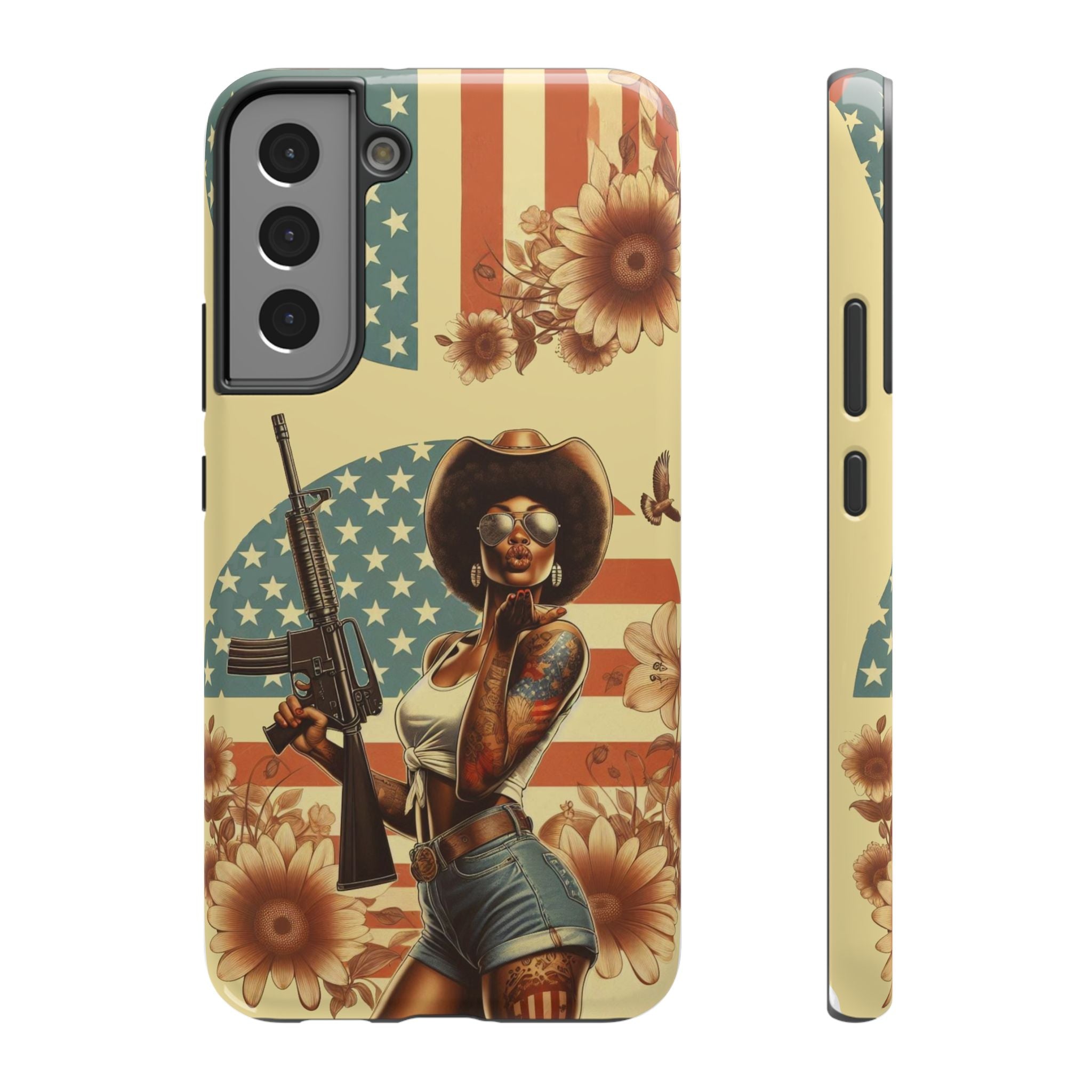 Americana AR-15 Pinup Girl - Impact‑Resistant Phone Case Samsung Galaxy Series S22 / S22+ / S22 Ultra - S25 / S25+ / S25 Ultra