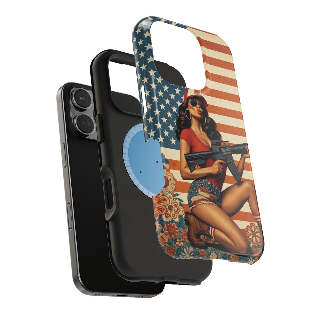 Americana AR-15 Pinup Girl - Magnetic Impact‑Resistant Phone Case  iPhone 13-17 / Samsung S26  MagSafe Compatible