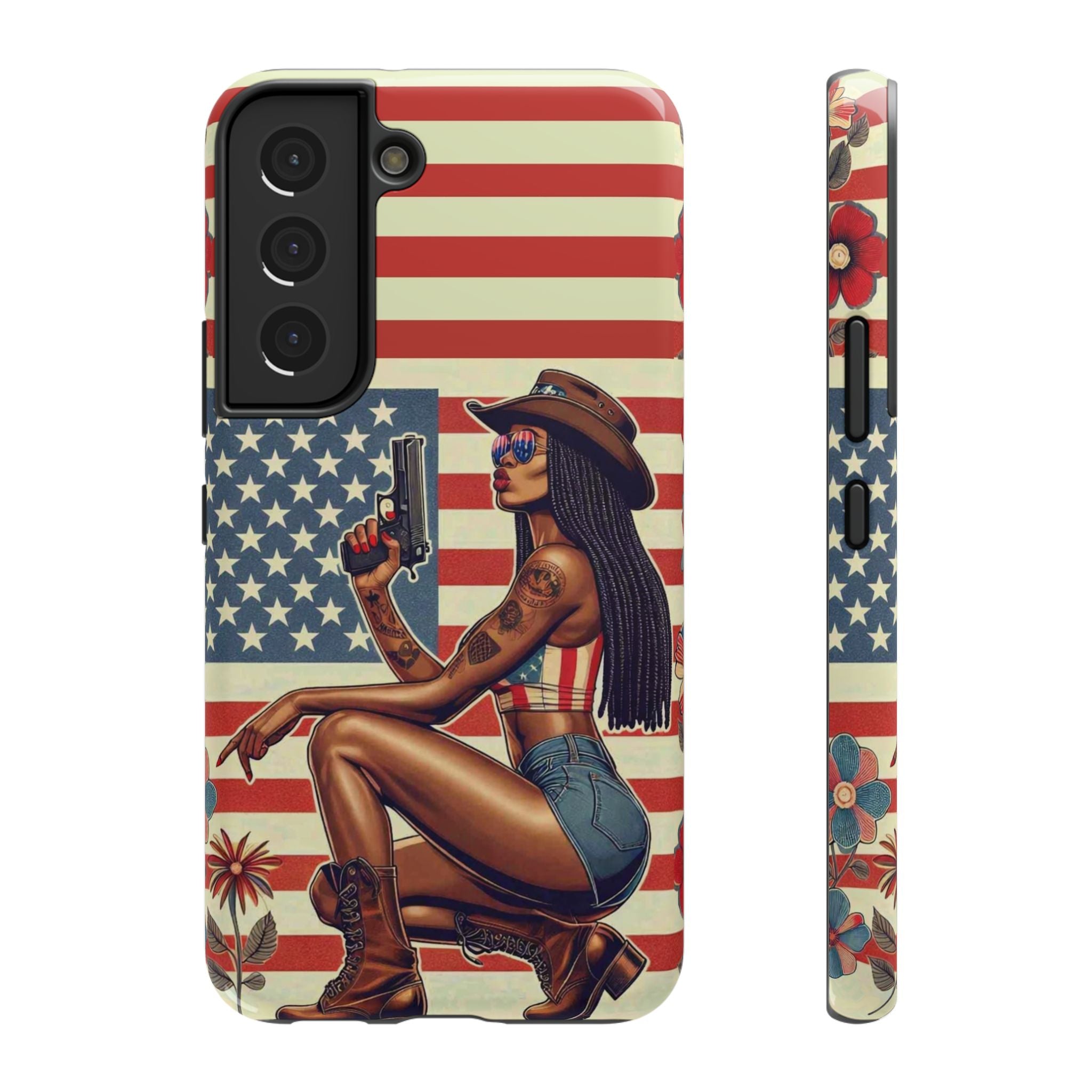 Americana 9mm Pinup Girl - Impact‑Resistant Phone Case   Samsung Galaxy Series S22 / S22+ / S22 Ultra - S25 / S25+ / S25 Ultra