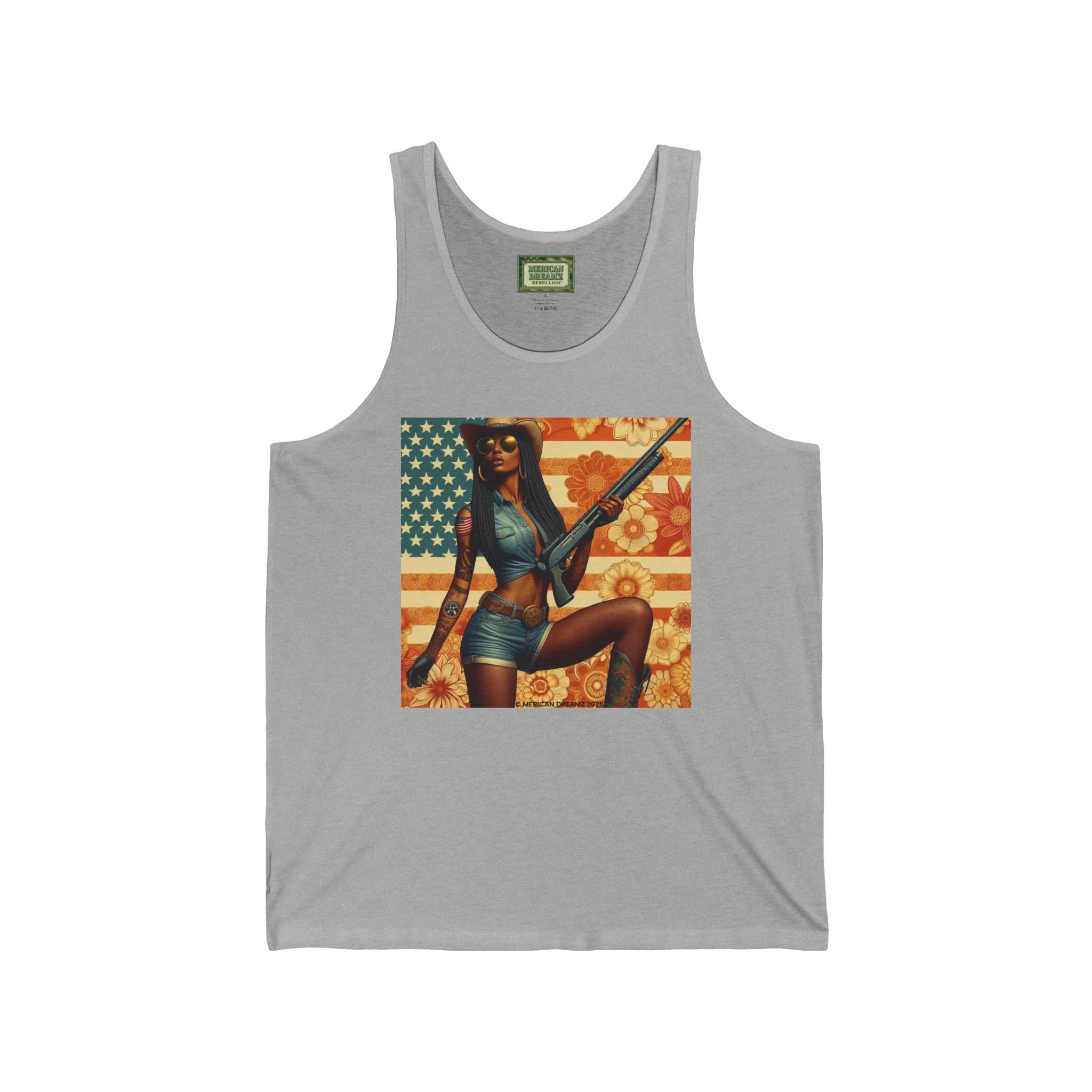 Patriotic Pin-Up Tank Top — Vintage American Flag Girl Graphic