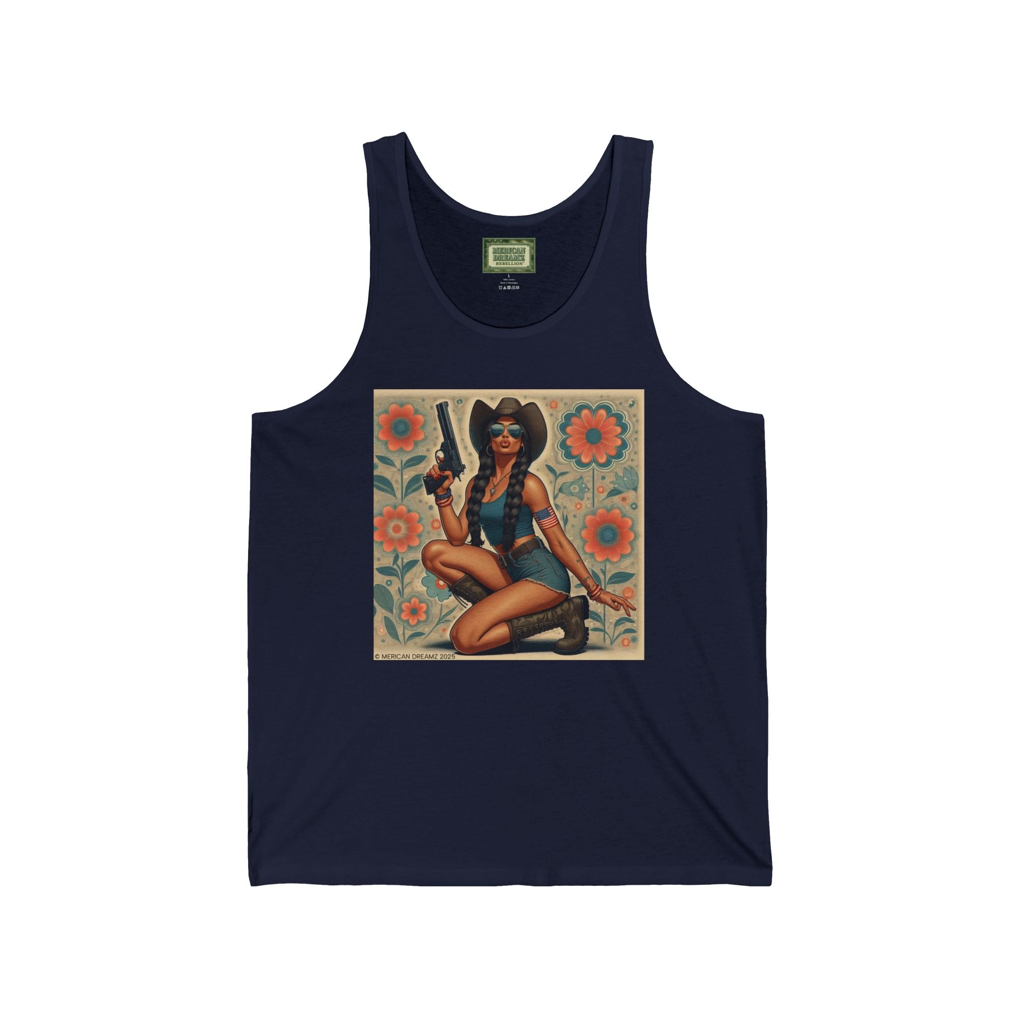 Patriotic Pin-Up Tank Top — Vintage American Flag Girl Graphic
