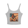 Retro Pinup Girl Tank Top — Vintage Flag & Floral Spaghetti Strap