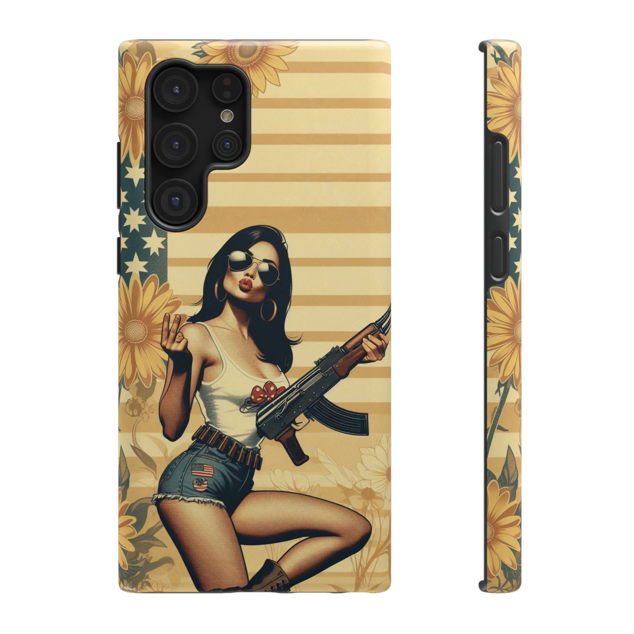 Americana AK-47 Pinup Girl - Impact‑Resistant Phone Case   Samsung Galaxy Series S22 / S22+ / S22 Ultra - S25 / S25+ / S25 Ultra