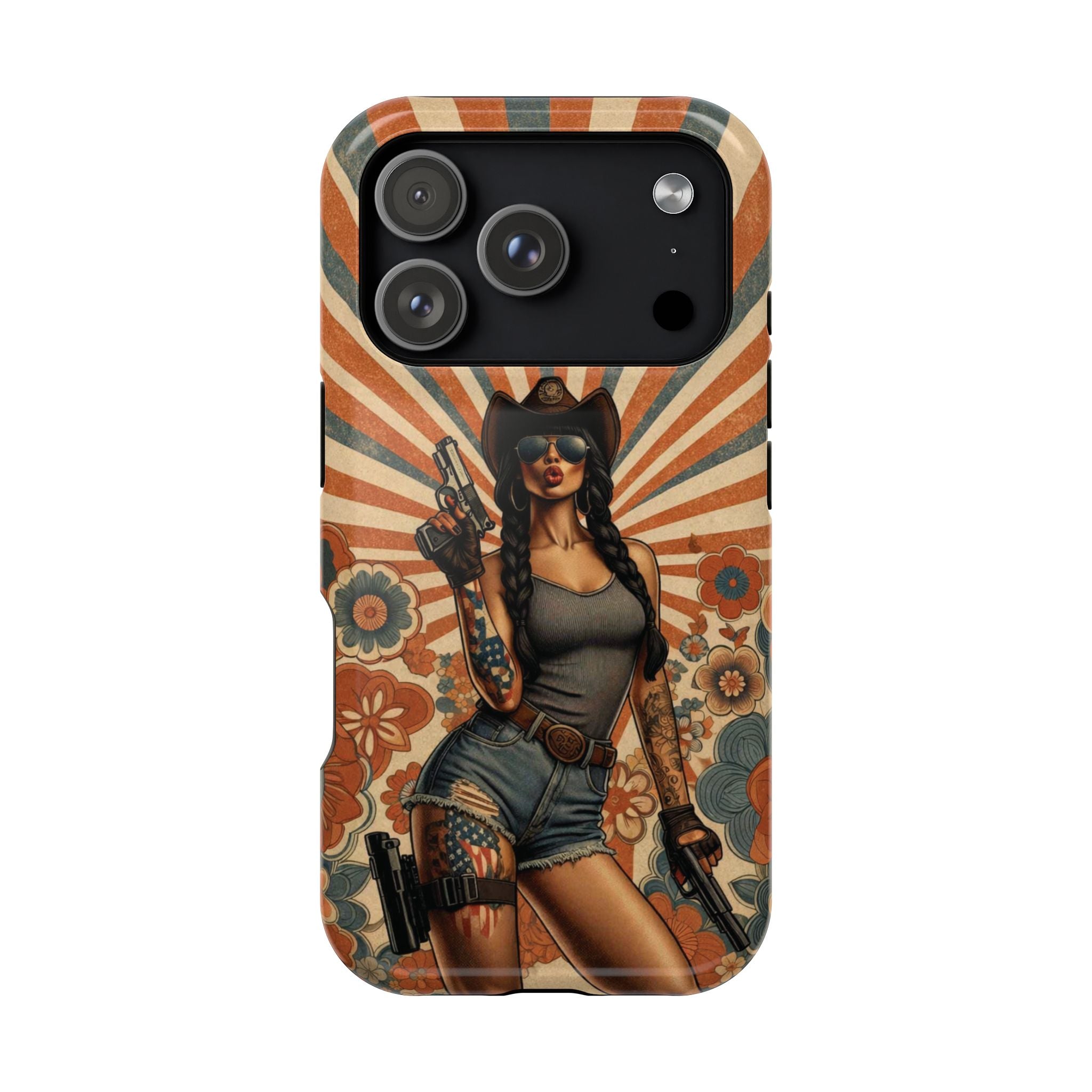 Americana 9mm Pinup Girl - Magnetic Impact‑Resistant Phone Case  iPhone 13-17 / Samsung S26  MagSafe Compatible