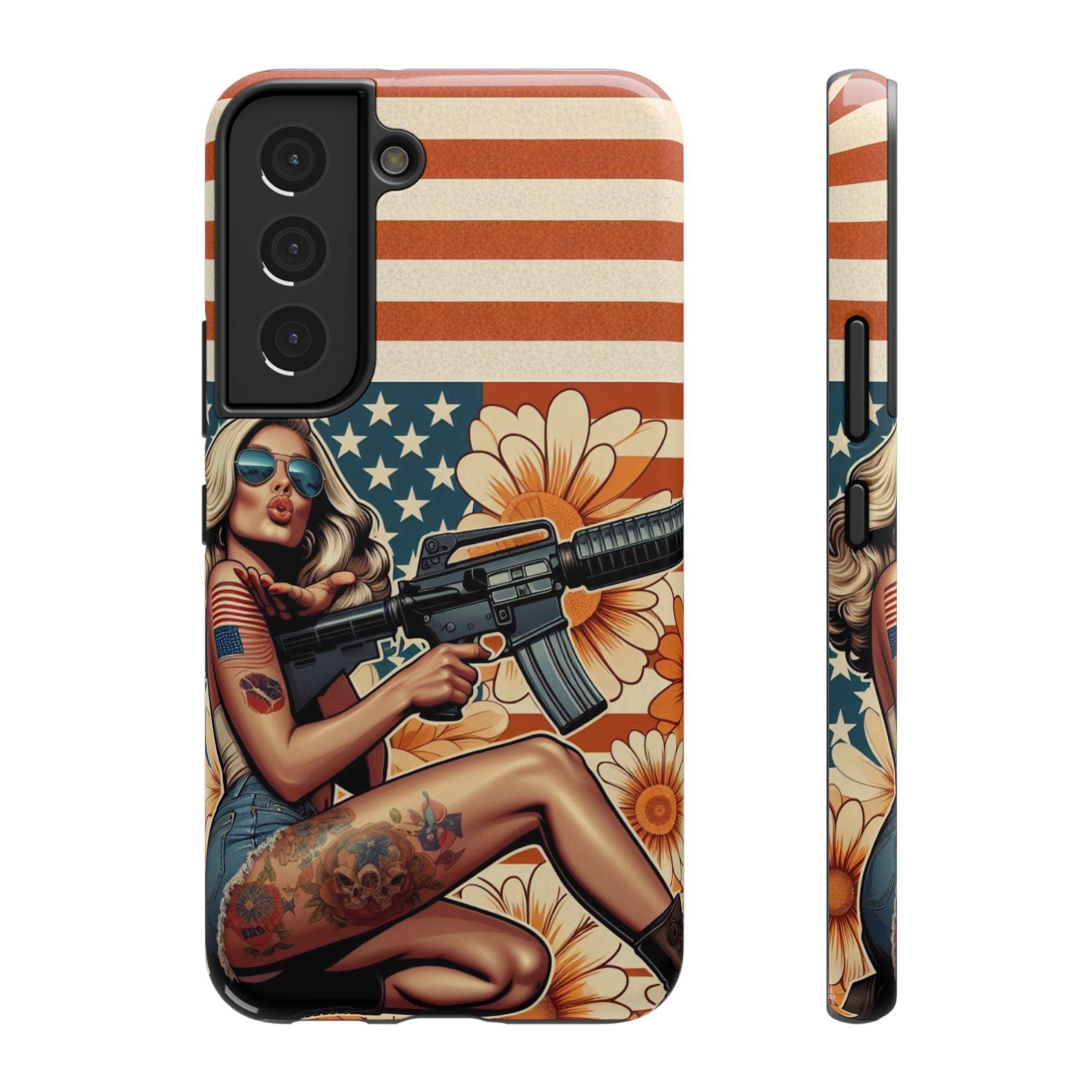 Americana AR-15 Pinup Girl - Impact‑Resistant Phone Case   Samsung Galaxy Series S22 / S22+ / S22 Ultra - S25 / S25+ / S25 Ultra
