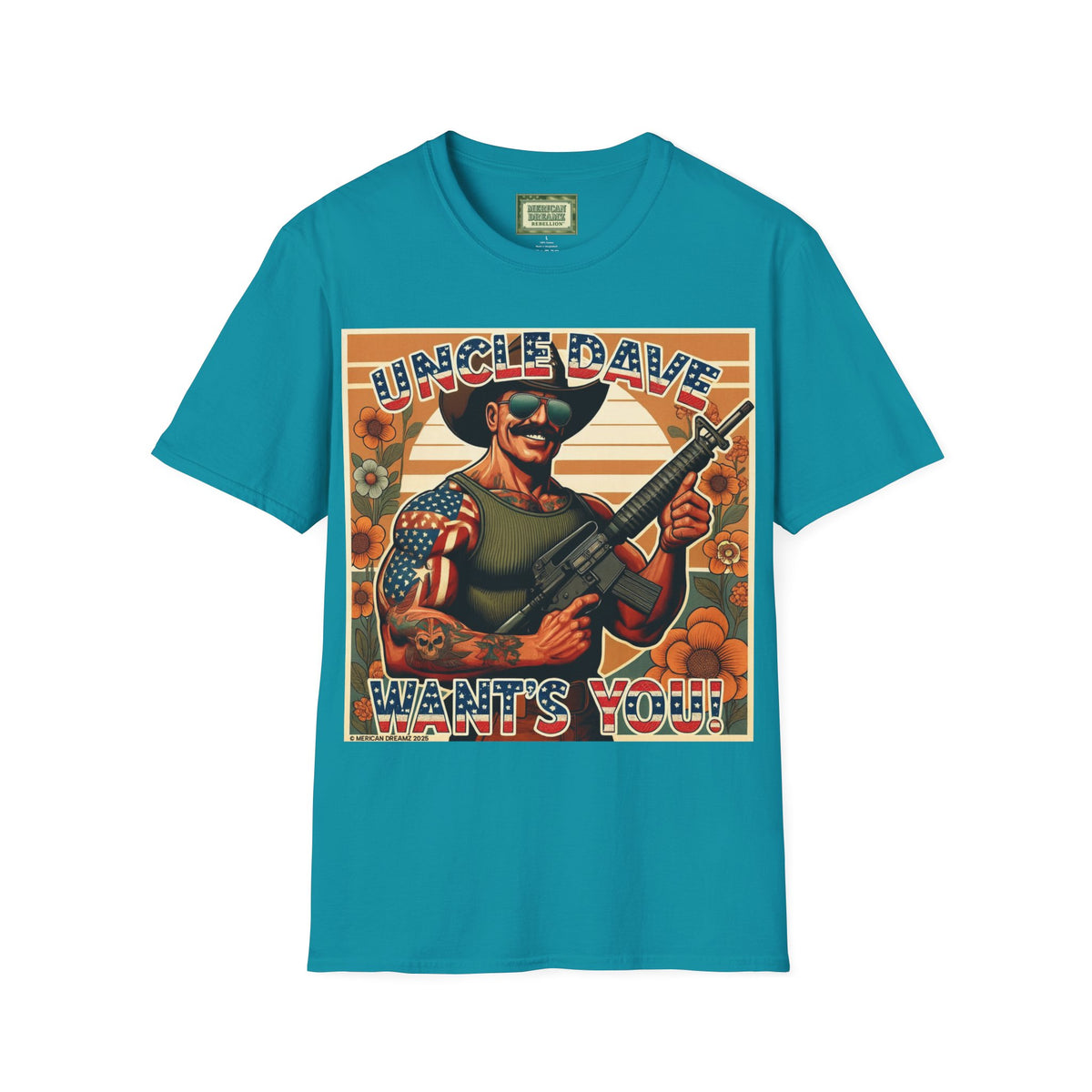 Uncle Dave Wants You, Owner-Artist T Shirt | Patriotic Rifle Retro Illustration from, the Merica the Beautiful Collection (US Only)
