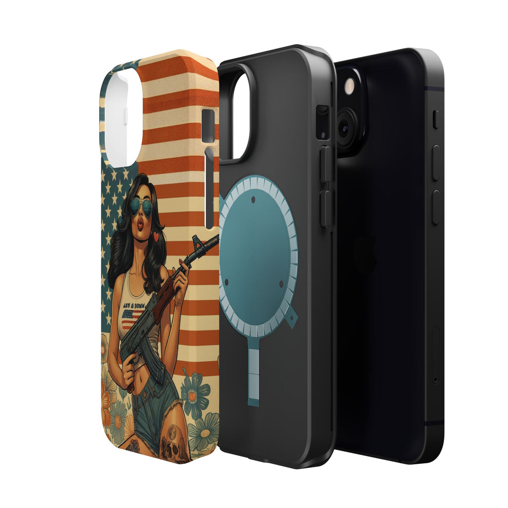 Americana AK-47 Pinup Girl - Magnetic Impact‑Resistant Phone Case  iPhone 13-17 / Samsung S26  MagSafe Compatible