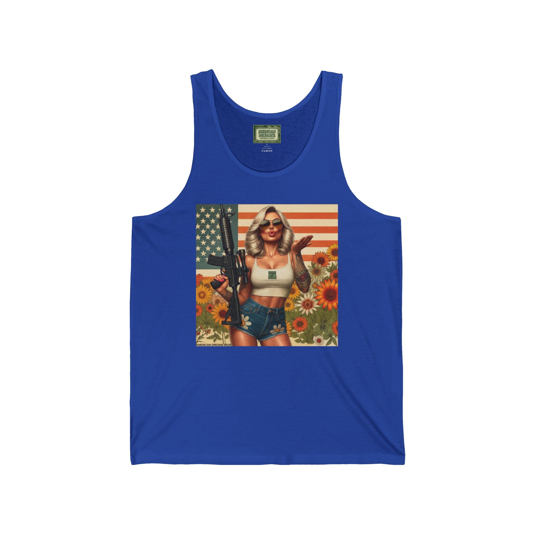 Patriotic Pin-Up Tank Top — Vintage American Flag Girl Graphic