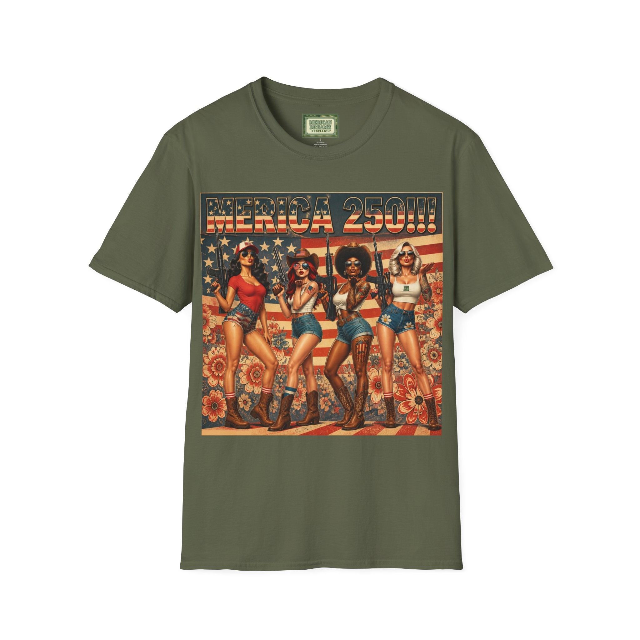 MERICAN DREAMZ REBELLION – MERICA 250!!!  Graphic T‑Shirt – 250 Years of Freedom 1776-2026 Graphic Tee-#1