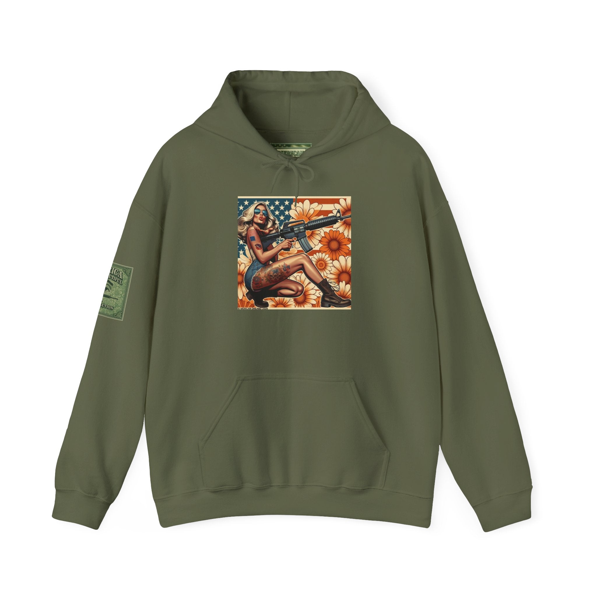 Retro Americana Pinup Gunslinger Hoodie — Vintage Pinup Girls Pullover