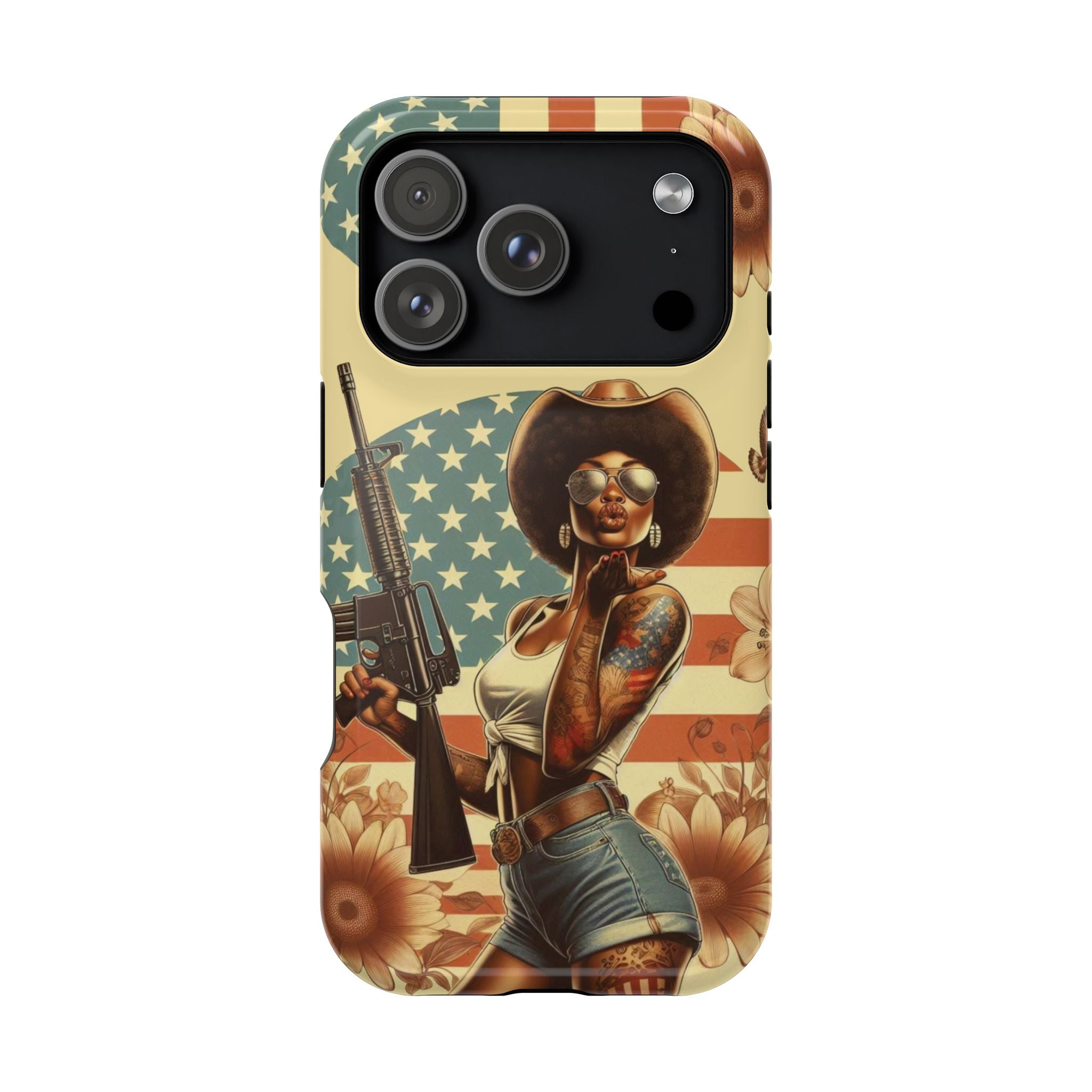 Americana AR-15 Pinup Girl - Magnetic Impact‑Resistant Phone Case  iPhone 13-17 / Samsung S26  MagSafe Compatible
