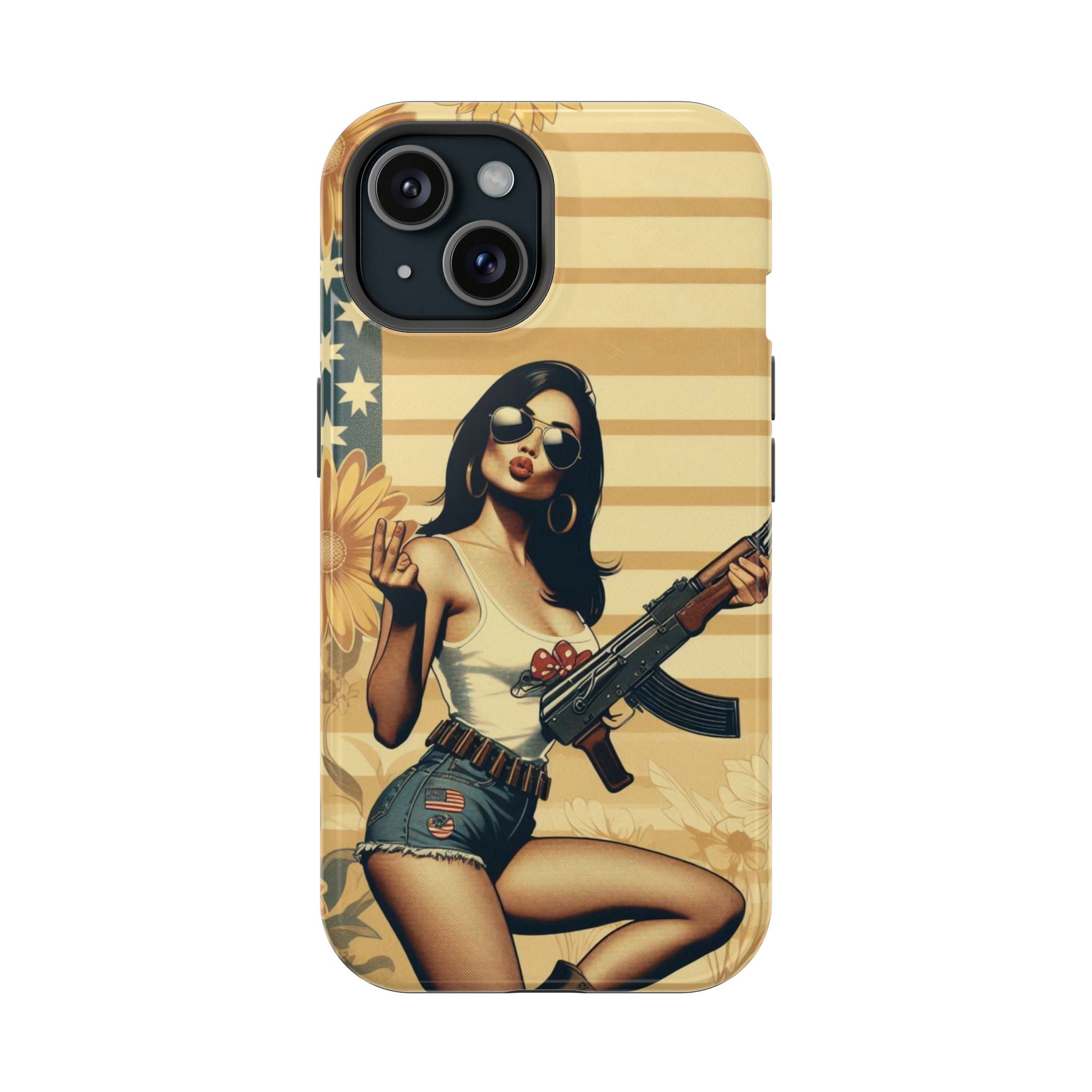 Americana AK-47 Pinup Girl - Magnetic Impact‑Resistant Phone Case  iPhone 13-17 / Samsung S26  MagSafe Compatible