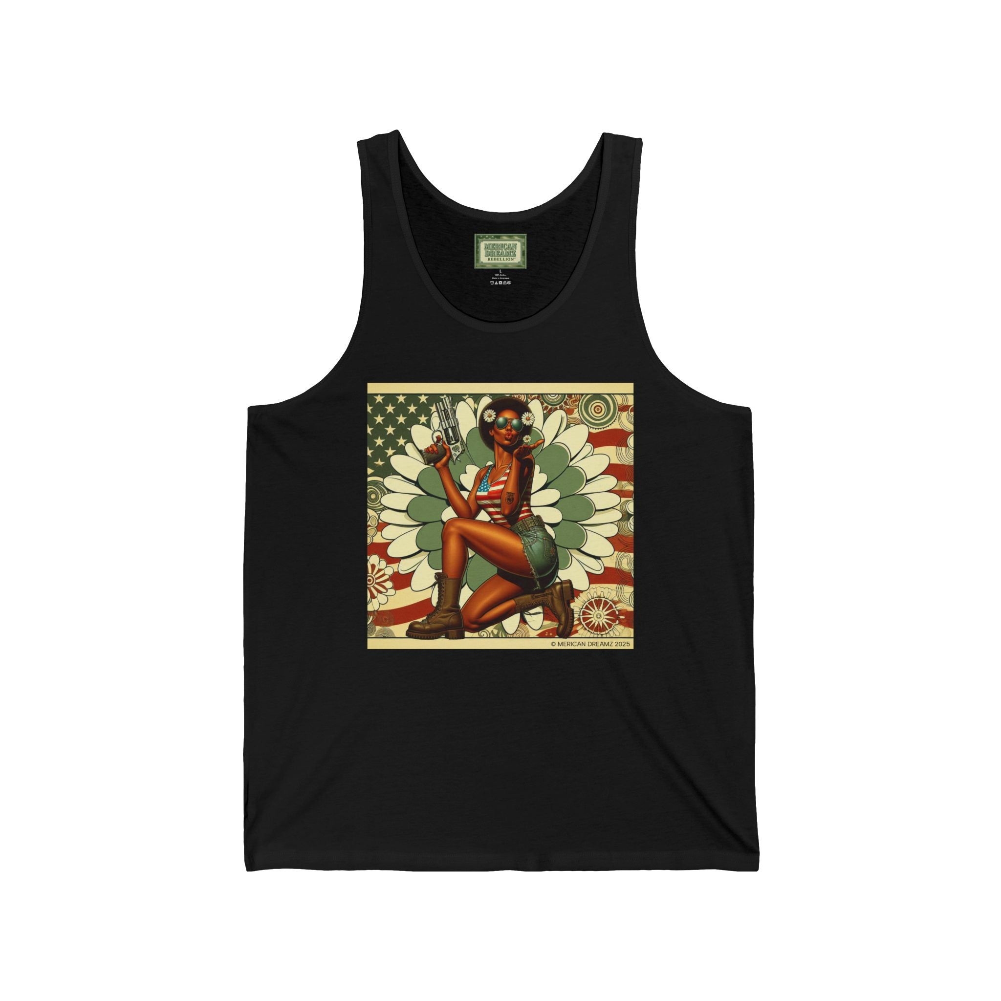 Patriotic Pin-Up Tank Top — Vintage American Flag Girl Graphic