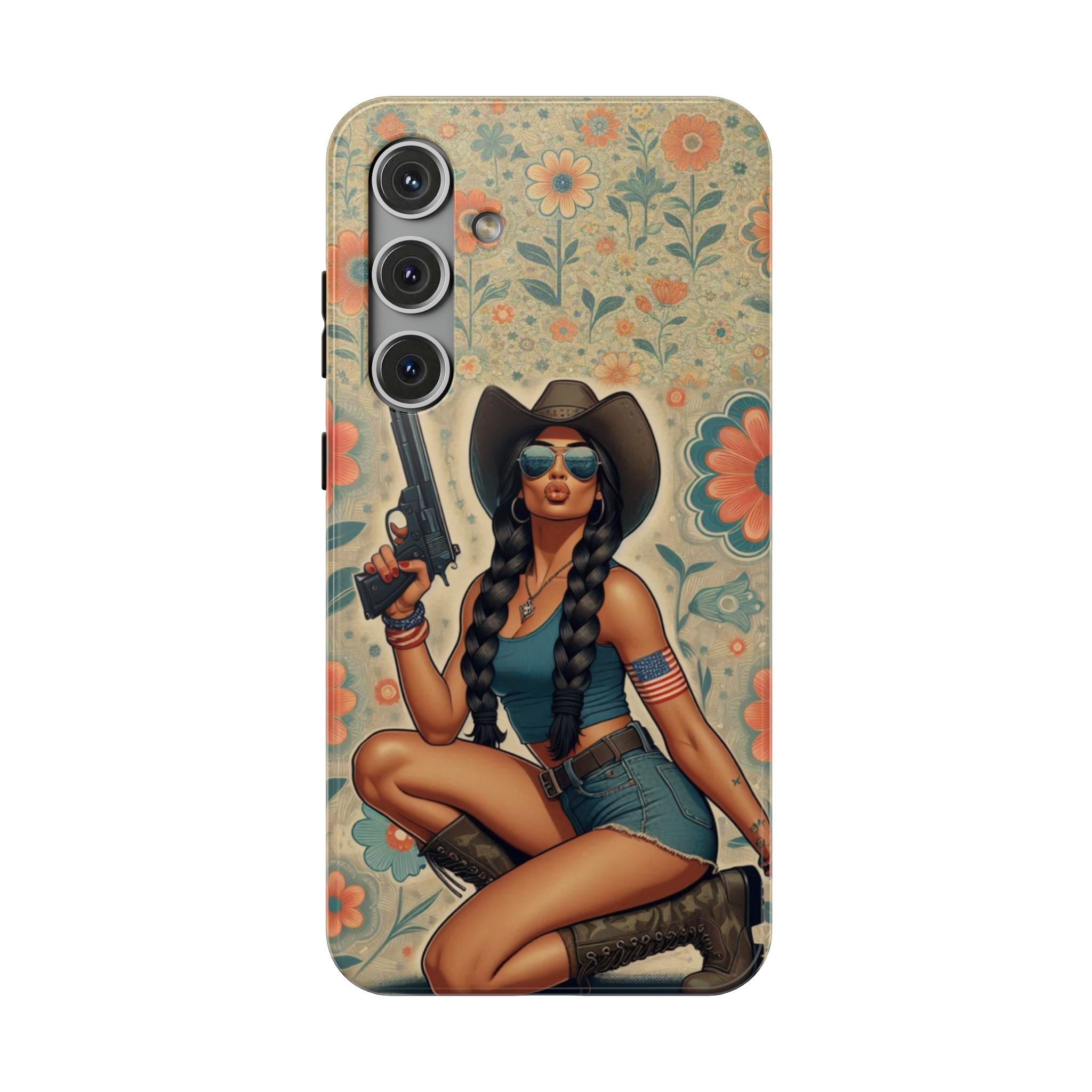 Americana 9mm Pinup Girl - Impact‑Resistant Phone Case   Samsung Galaxy Series S22 / S22+ / S22 Ultra - S25 / S25+ / S25 Ultra