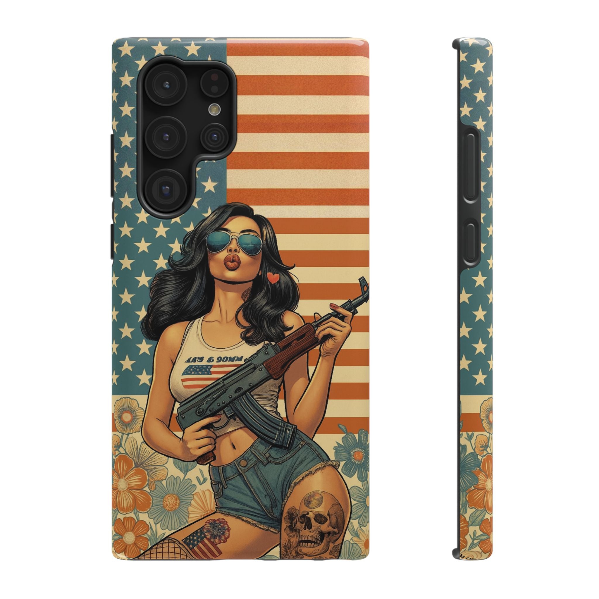 Americana AK-47 Pinup Girl - Impact‑Resistant Phone Case   Samsung Galaxy Series S22 / S22+ / S22 Ultra - S25 / S25+ / S25 Ultra