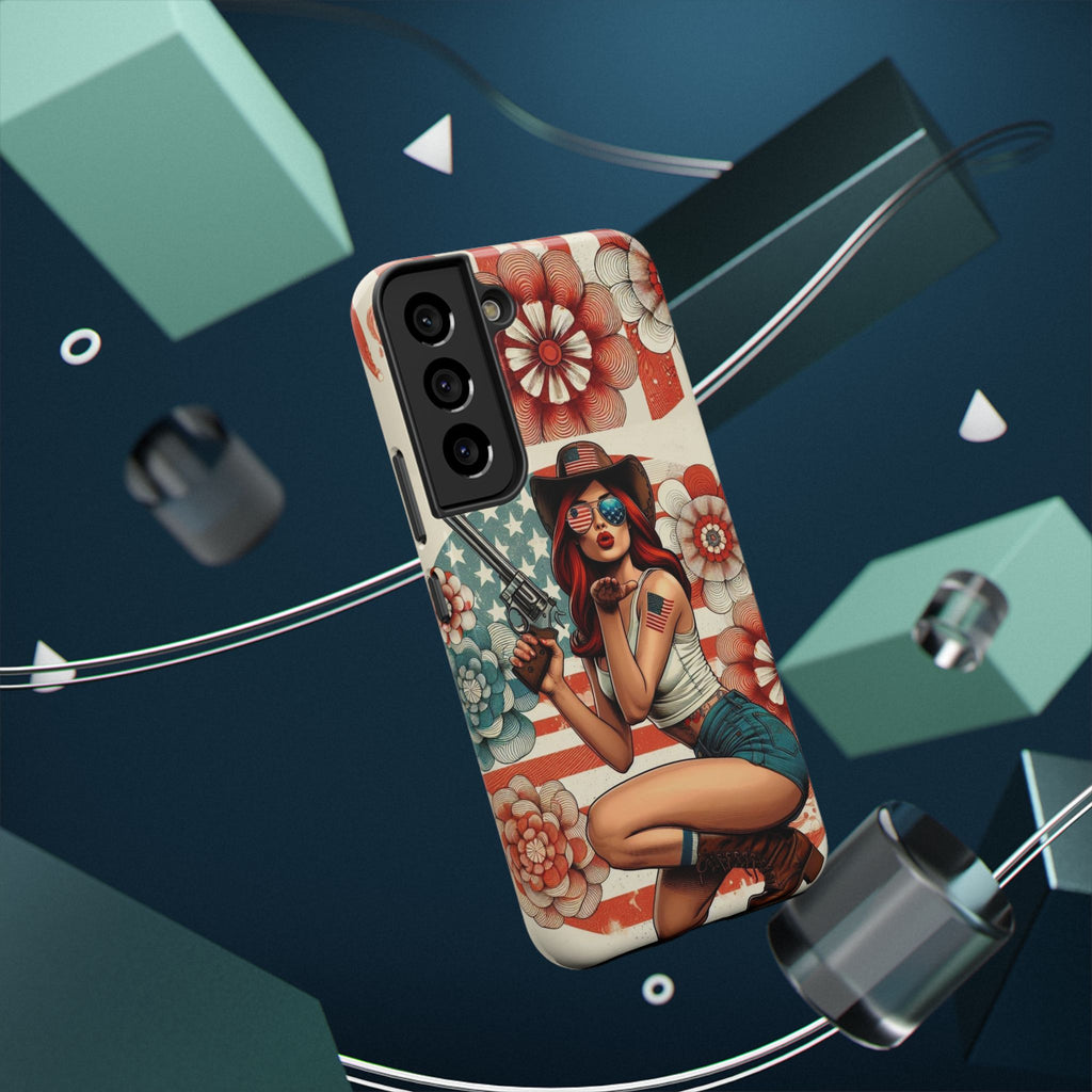 Americana 44 Magnum Pinup Girl - Impact‑Resistant Phone Case   Samsung Galaxy Series S22 / S22+ / S22 Ultra - S25 / S25+ / S25 Ultra