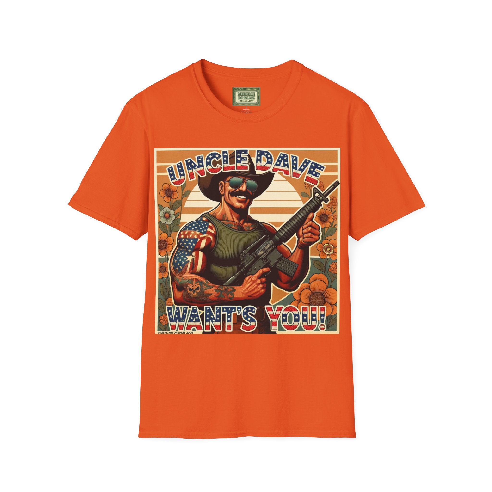 Uncle Dave Wants You, Owner-Artist T Shirt | Patriotic Rifle Retro Illustration from, the Merica the Beautiful Collection (US Only)