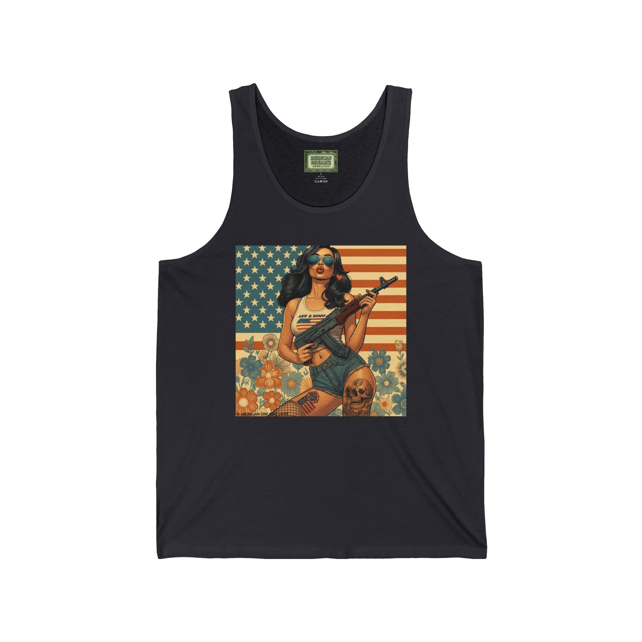 Patriotic Pin-Up Tank Top — Vintage American Flag Girl Graphic