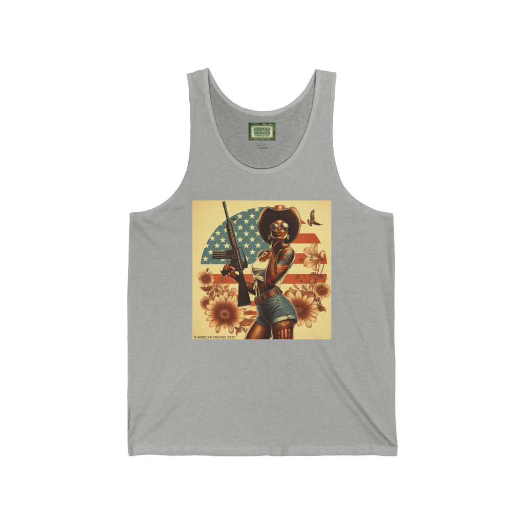 Patriotic Pin-Up Tank Top — Vintage American Flag Girl Graphic