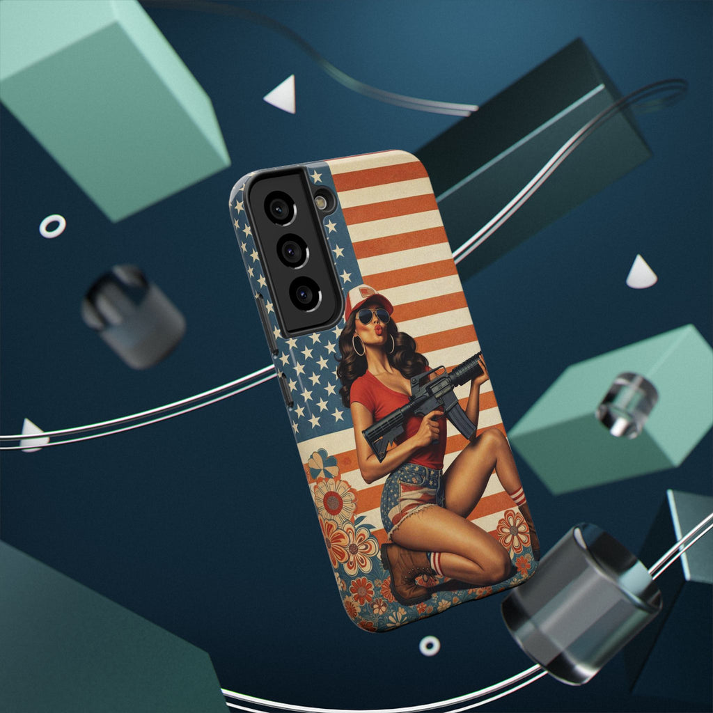 Americana AR-15 Pinup Girl - Impact‑Resistant Phone Case   Samsung Galaxy Series S22 / S22+ / S22 Ultra - S25 / S25+ / S25 Ultra
