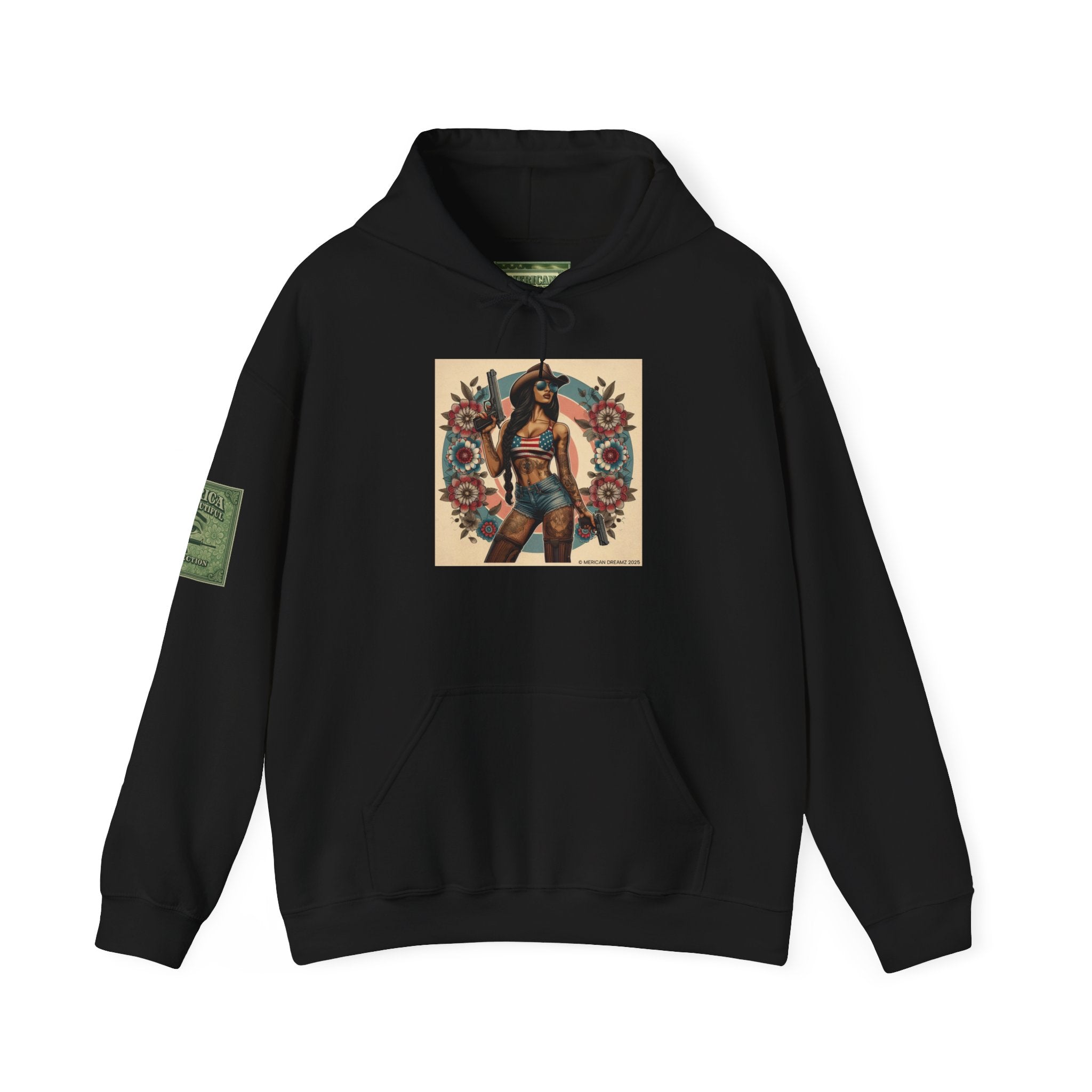 Retro Americana Pinup Gunslinger Hoodie — Vintage Pinup Girls Pullover