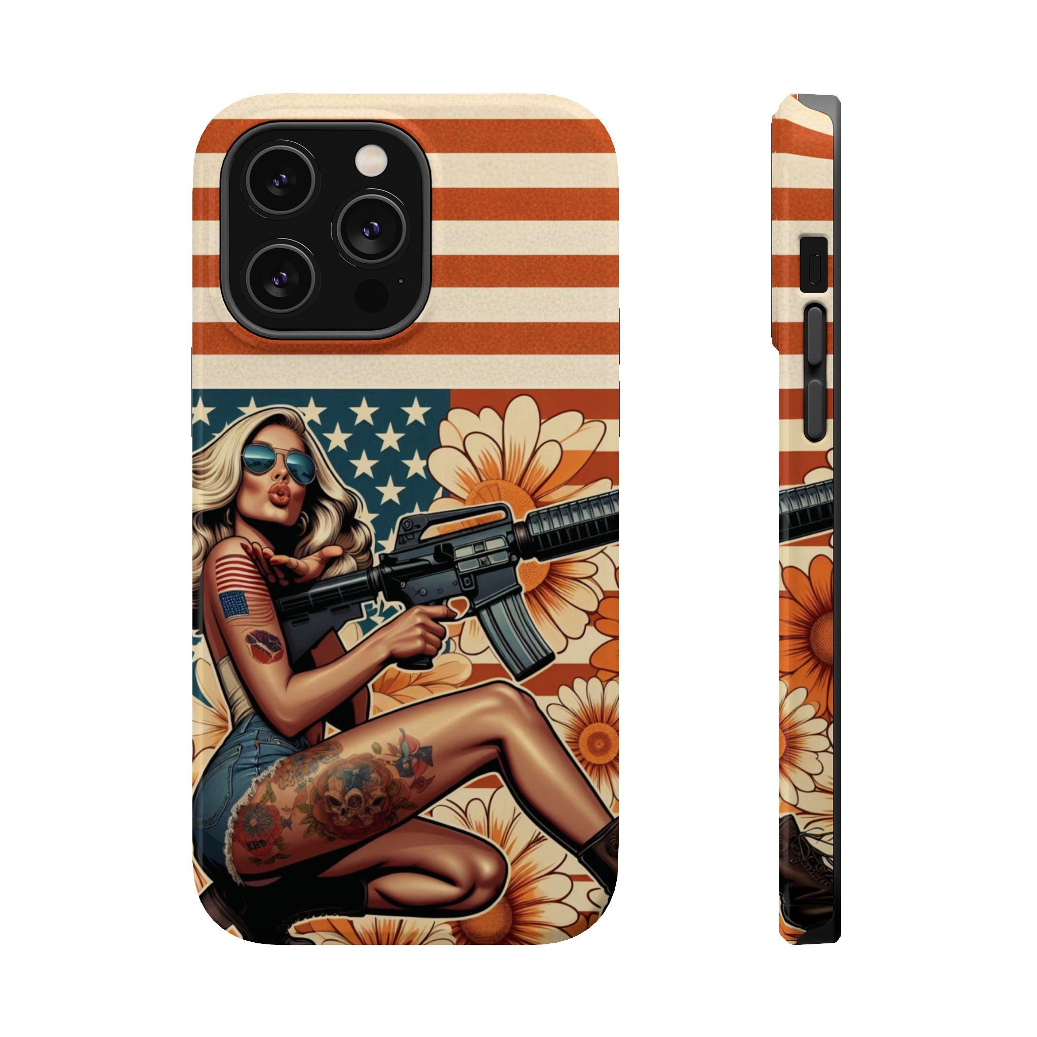 Americana AR-15 Pinup Girl - Magnetic Impact‑Resistant Phone Case  iPhone 13-17 / Samsung S26  MagSafe Compatible