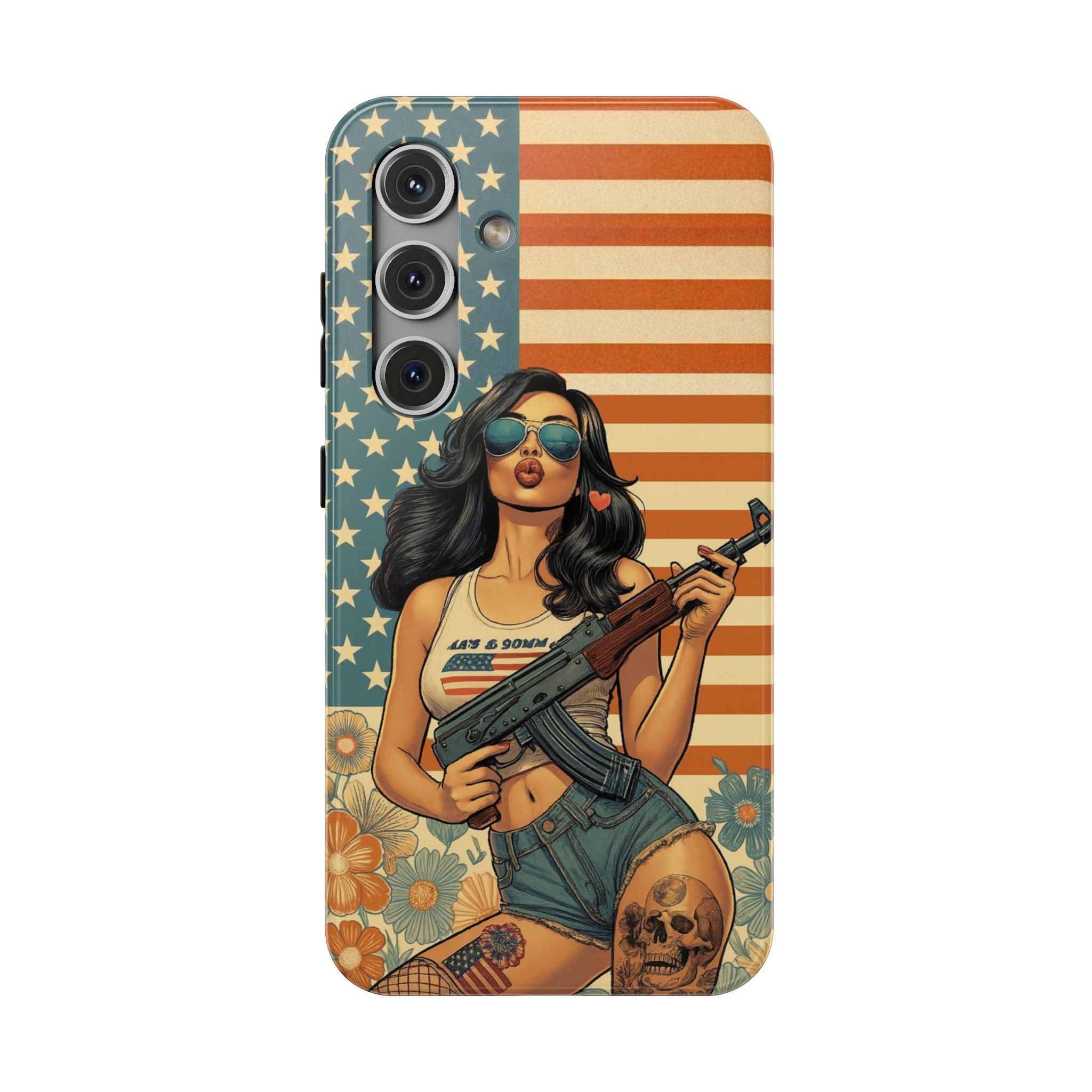 Americana AK-47 Pinup Girl - Impact‑Resistant Phone Case   Samsung Galaxy Series S22 / S22+ / S22 Ultra - S25 / S25+ / S25 Ultra