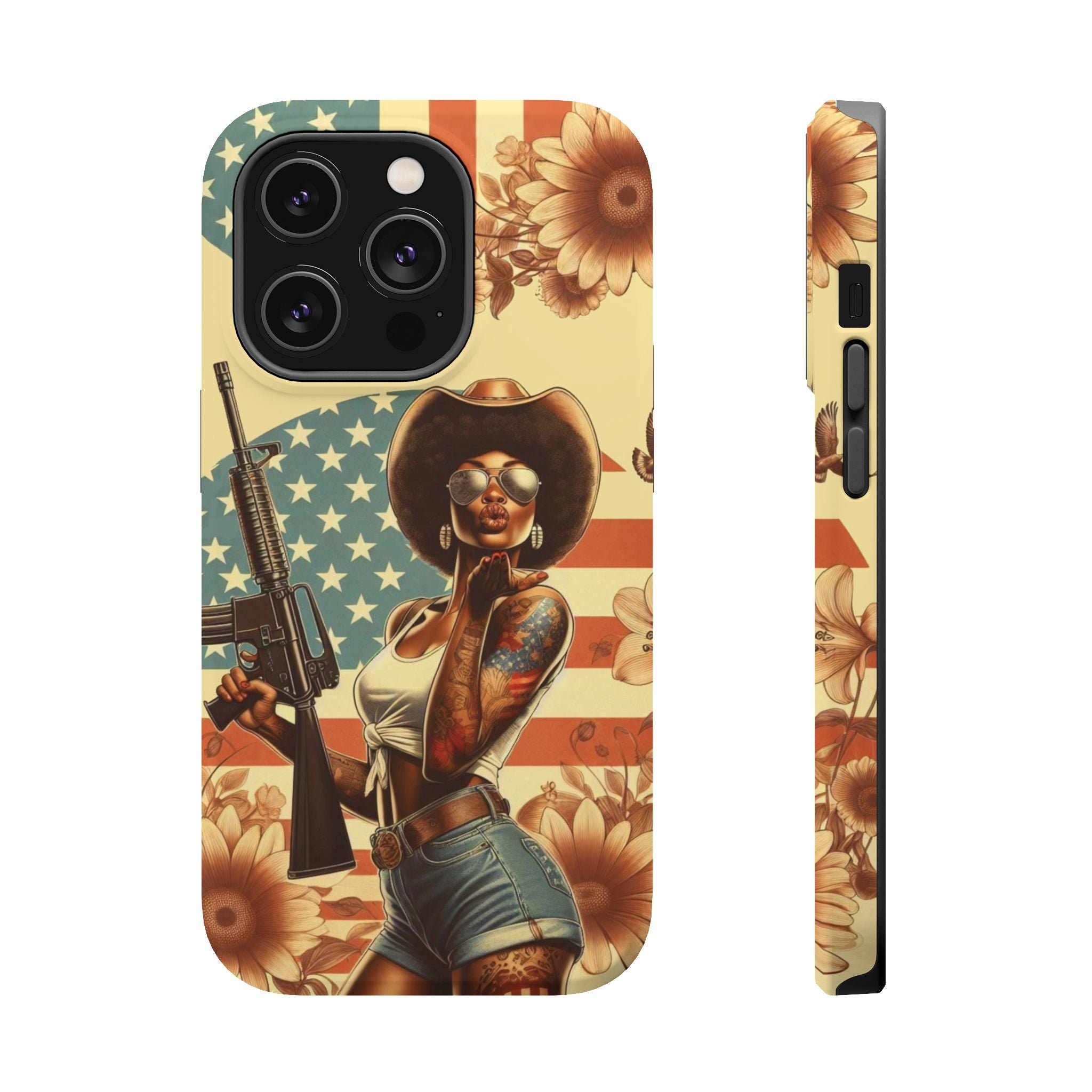 Americana AR-15 Pinup Girl - Magnetic Impact‑Resistant Phone Case  iPhone 13-17 / Samsung S26  MagSafe Compatible