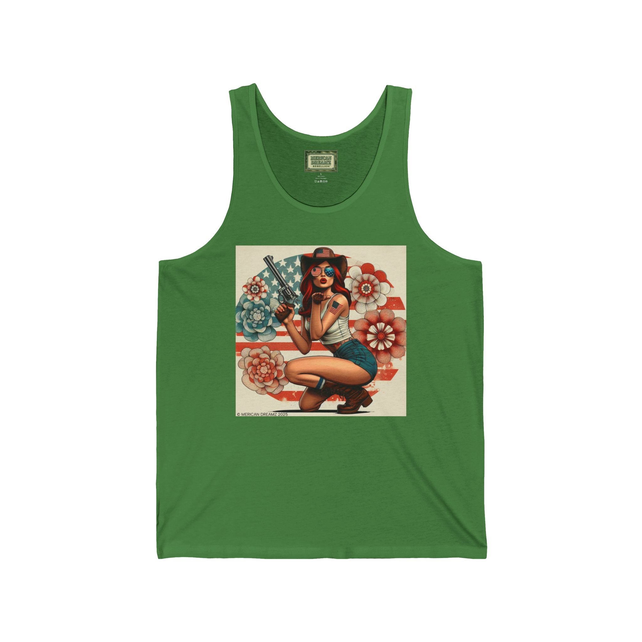 Patriotic Pin-Up Tank Top — Vintage American Flag Girl Graphic