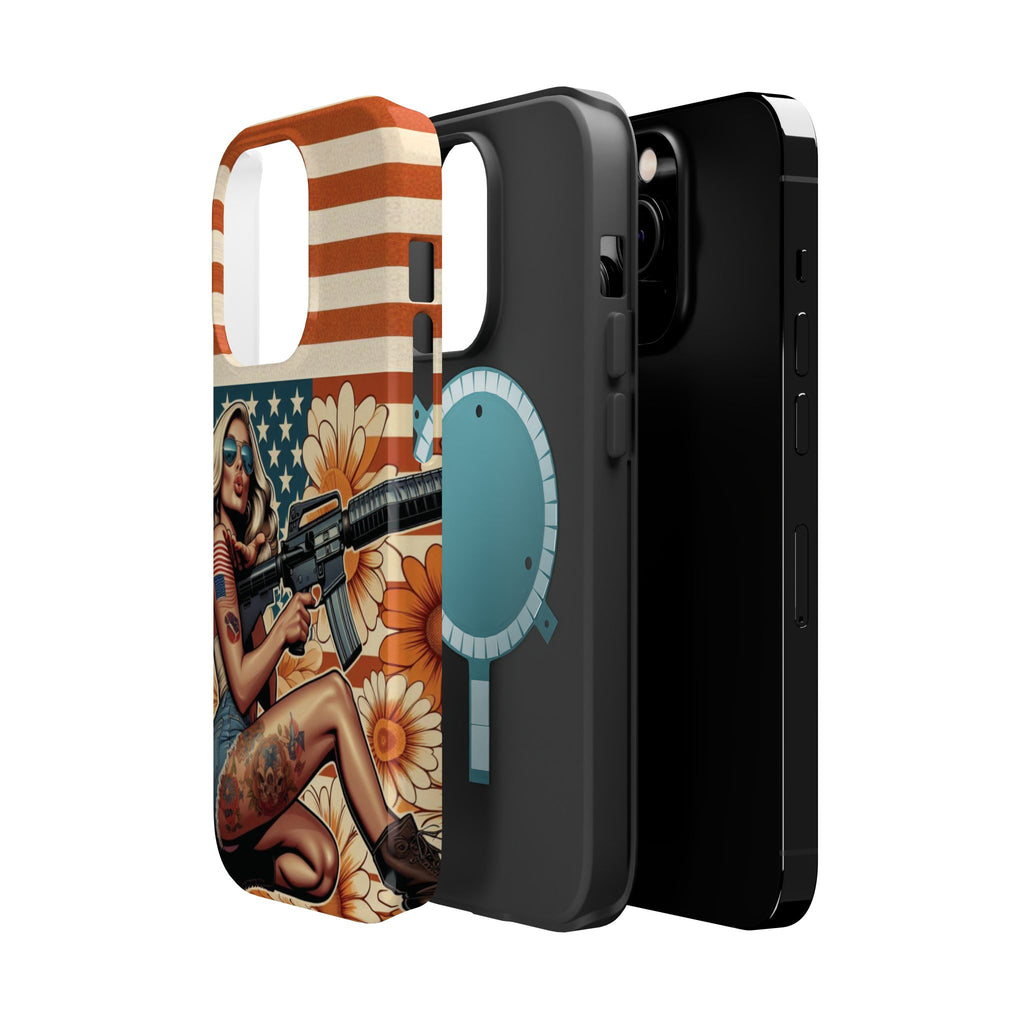 Americana AR-15 Pinup Girl - Magnetic Impact‑Resistant Phone Case  iPhone 13-17 / Samsung S26  MagSafe Compatible