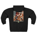 Americana Pinup Cowgirl with 44 Magnum Zip Hoodie — Retro Vintage Patriotic Graphic