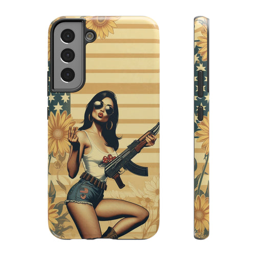 Americana AK-47 Pinup Girl - Impact‑Resistant Phone Case   Samsung Galaxy Series S22 / S22+ / S22 Ultra - S25 / S25+ / S25 Ultra