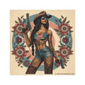 Car Magnet Americana Cowgirl with Pistols | Square Vintage Floral