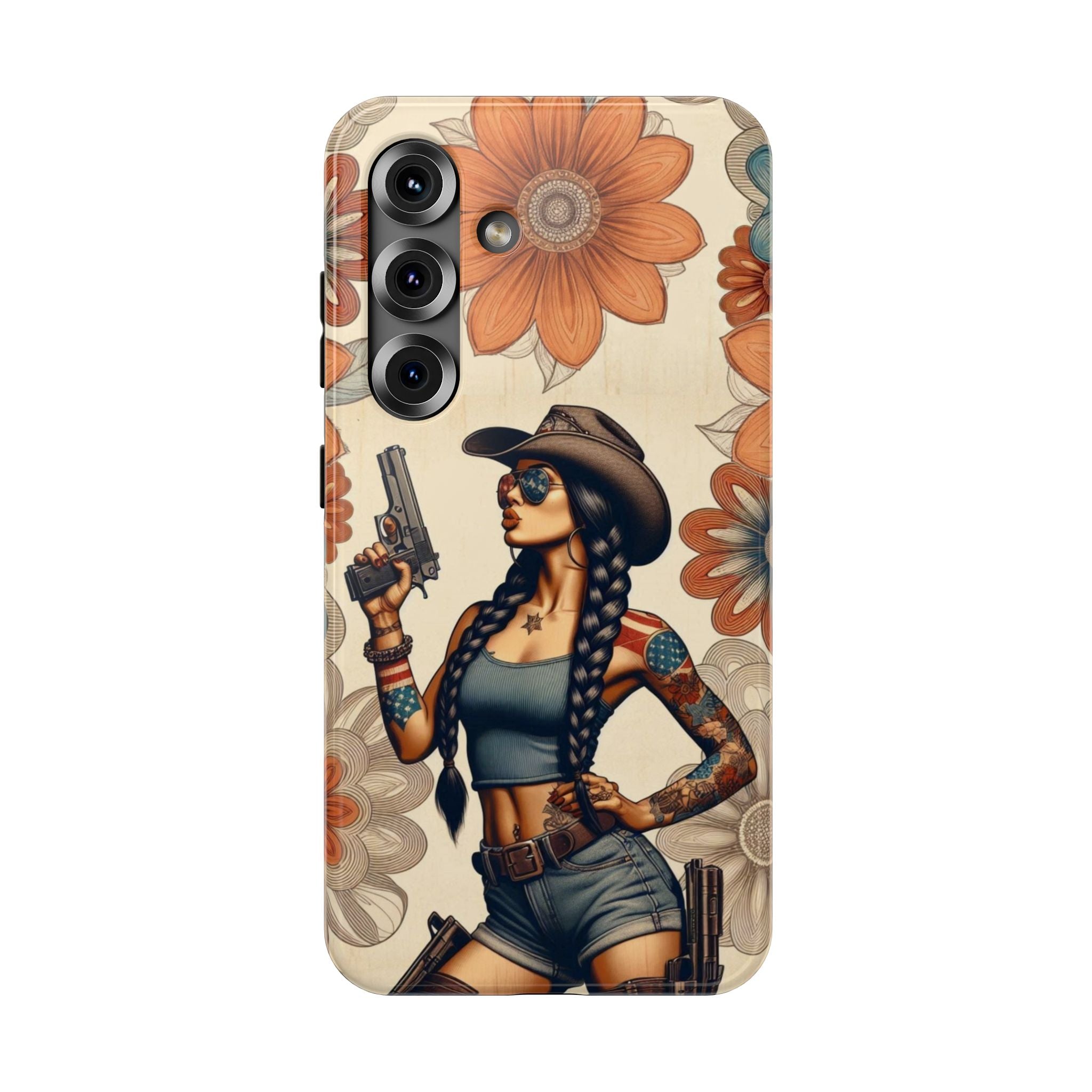Americana 9mm Pinup Girl - Impact‑Resistant Phone Case   Samsung Galaxy Series S22 / S22+ / S22 Ultra - S25 / S25+ / S25 Ultra