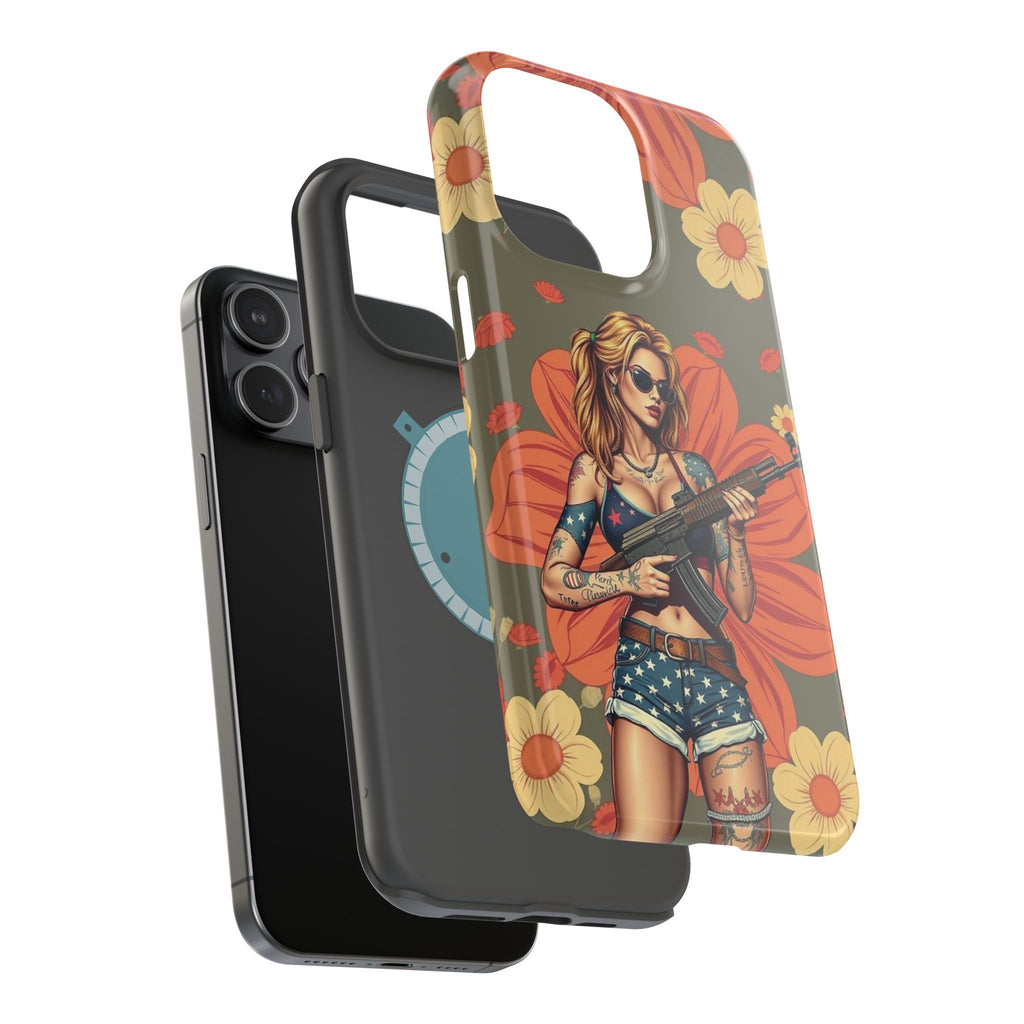 Americana AK-47 Pinup Girl - Magnetic Impact‑Resistant Phone Case  iPhone 13-17 / Samsung S26  MagSafe Compatible