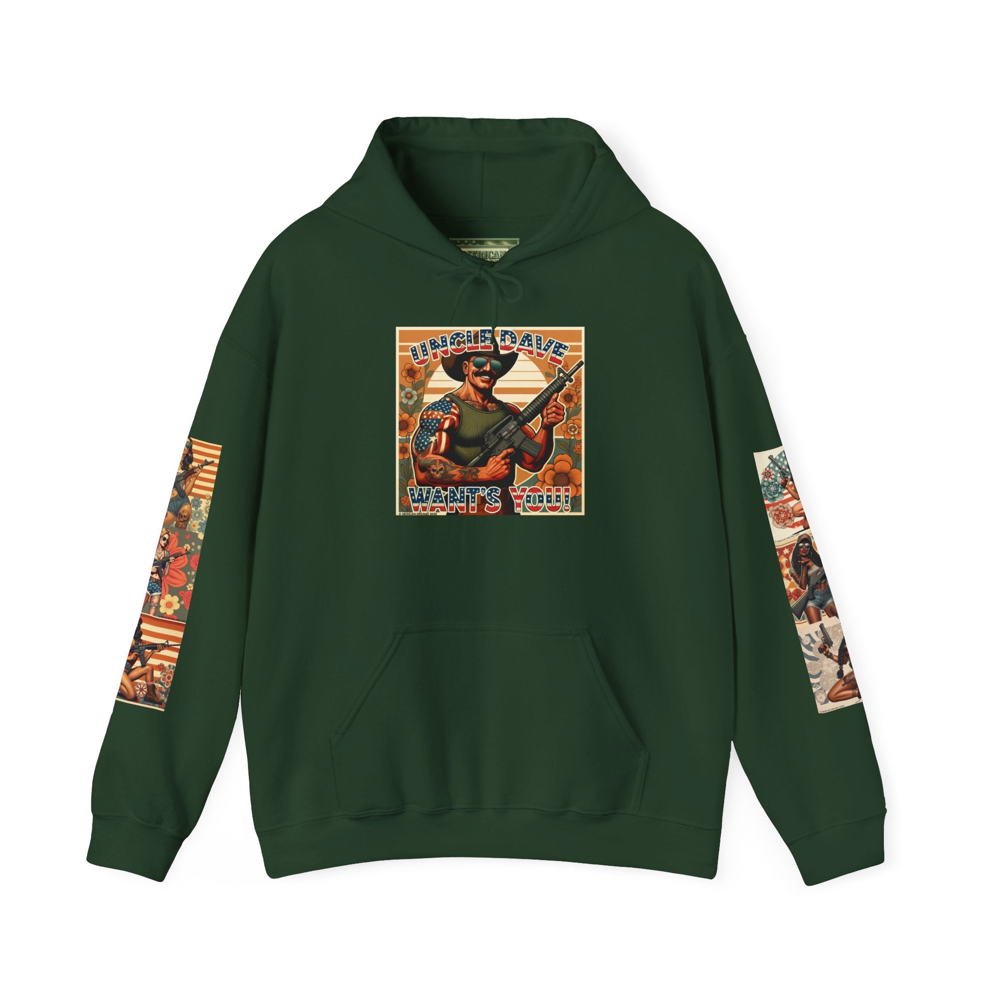 Patriotic 'Uncle Dave Wants You' Hoodie — Gunslinger Girls Rifle Retro Illustration (US Only)
