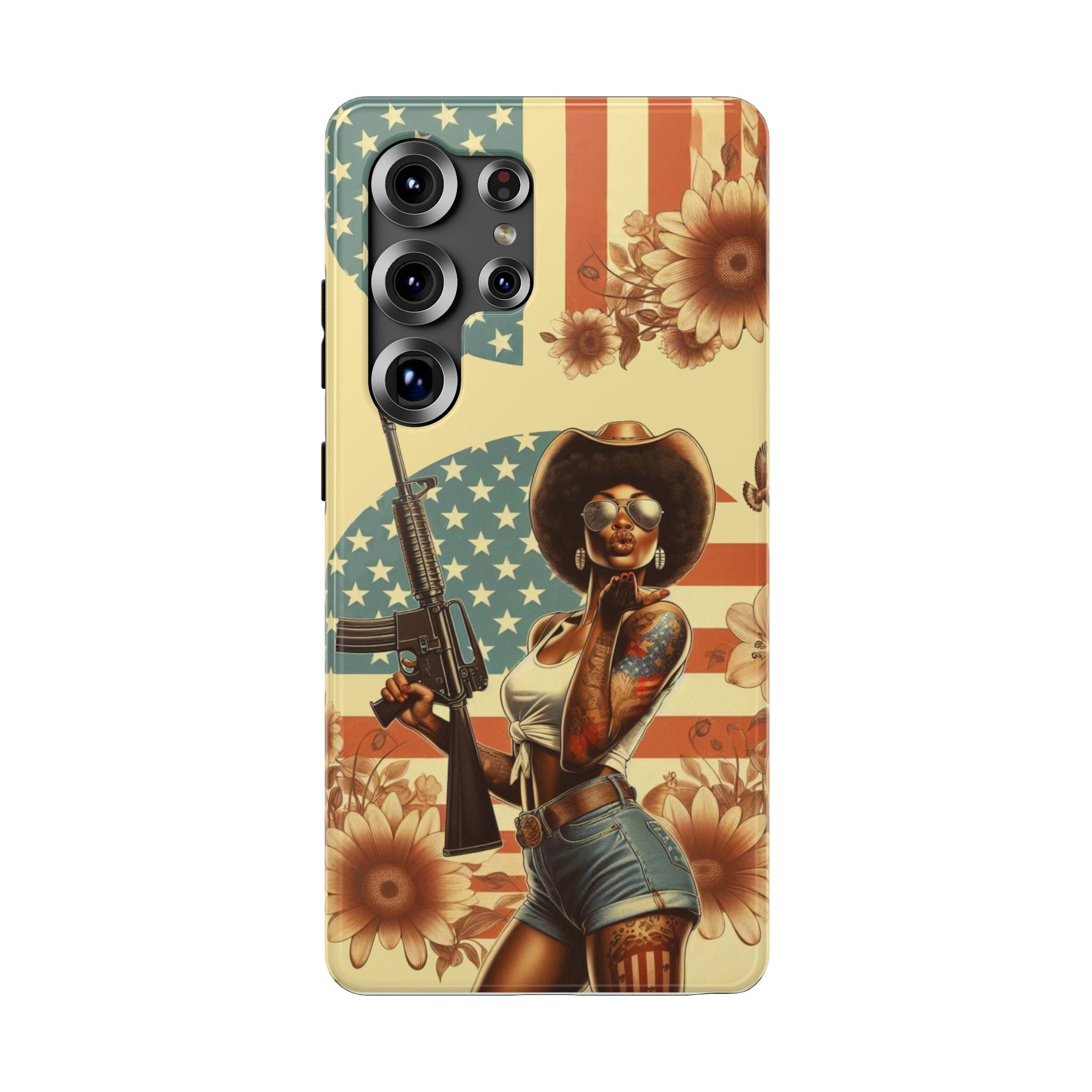 Americana AR-15 Pinup Girl - Impact‑Resistant Phone Case Samsung Galaxy Series S22 / S22+ / S22 Ultra - S25 / S25+ / S25 Ultra