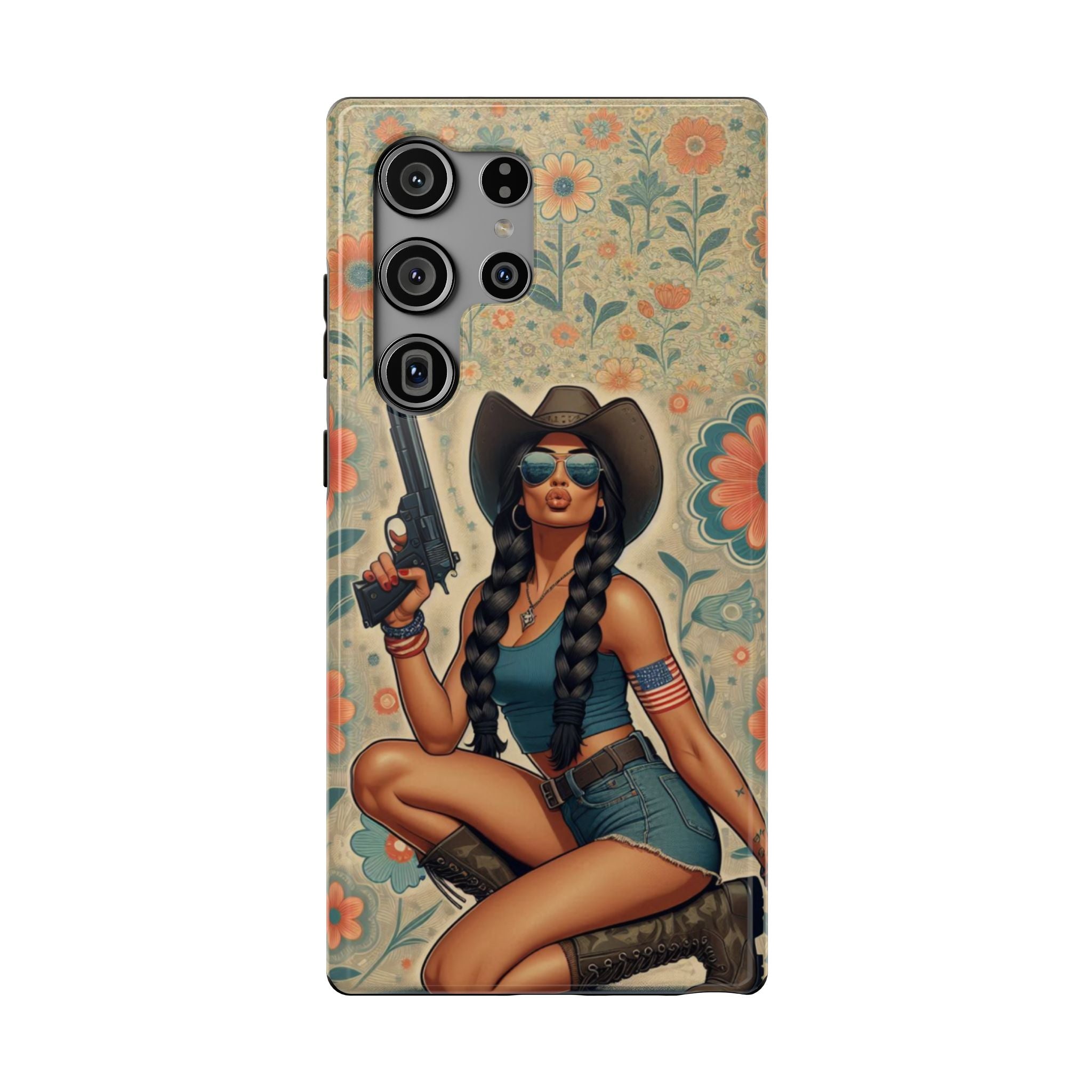 Americana 9mm Pinup Girl - Impact‑Resistant Phone Case   Samsung Galaxy Series S22 / S22+ / S22 Ultra - S25 / S25+ / S25 Ultra