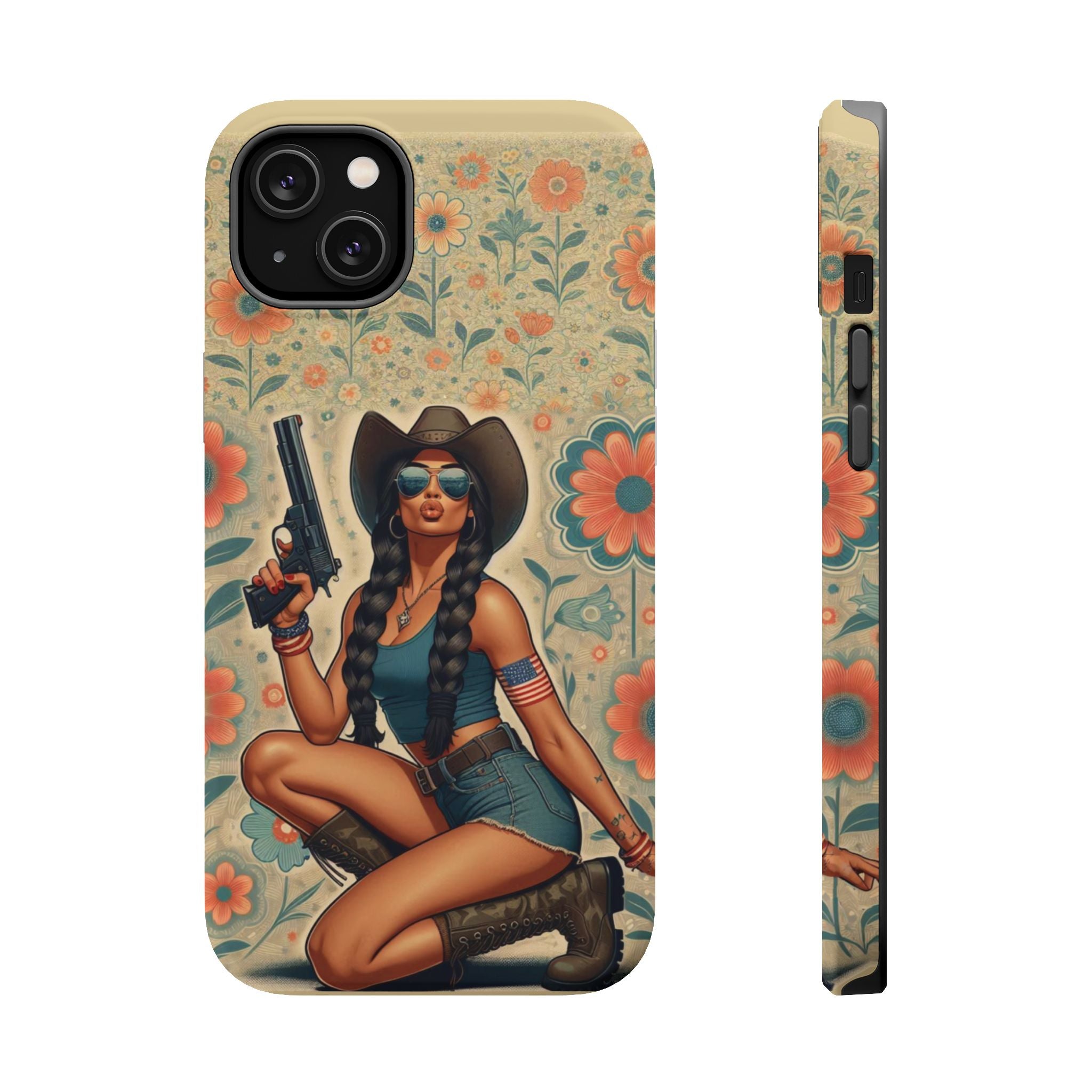 Americana 9mm Pinup Girl - Magnetic Impact‑Resistant Phone Case  iPhone 13-17 / Samsung S26  MagSafe Compatible
