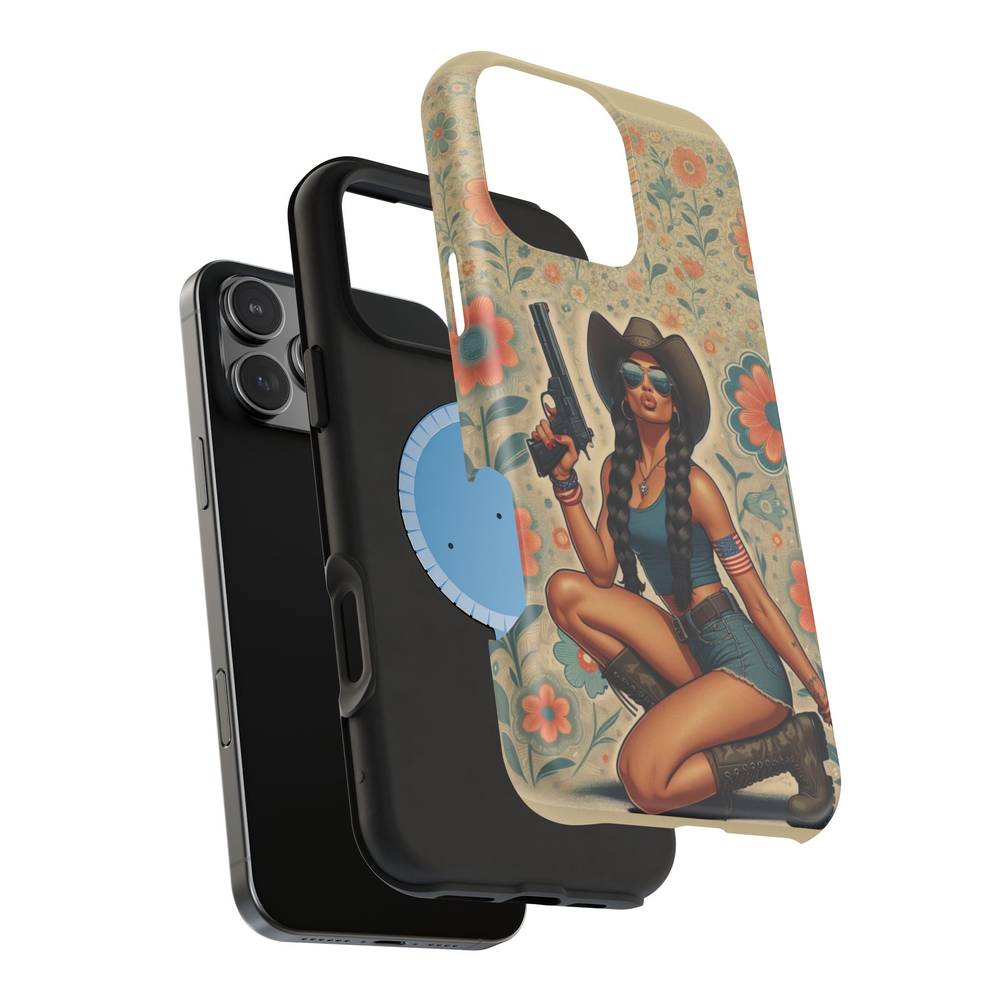 Americana 9mm Pinup Girl - Magnetic Impact‑Resistant Phone Case  iPhone 13-17 / Samsung S26  MagSafe Compatible