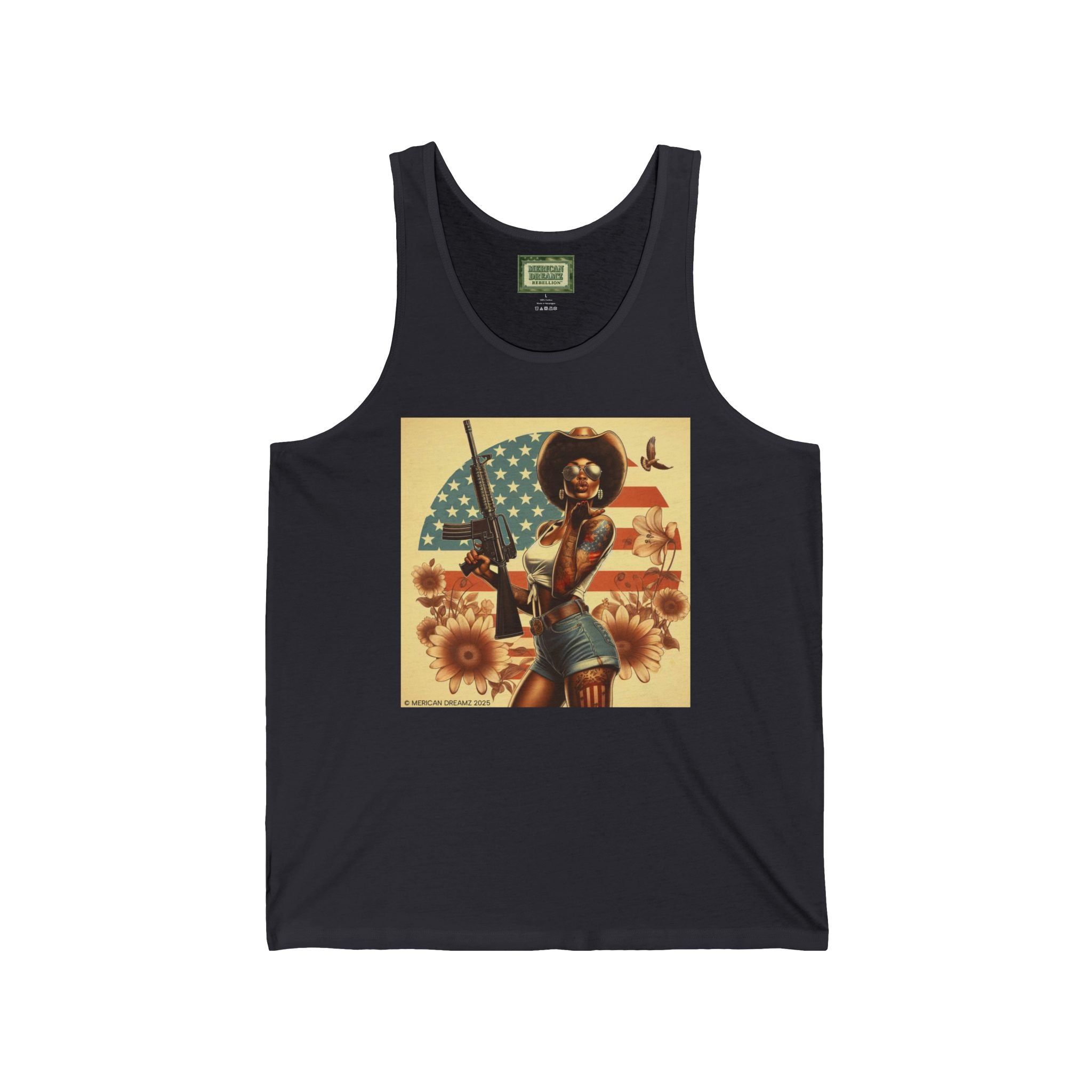 Patriotic Pin-Up Tank Top — Vintage American Flag Girl Graphic