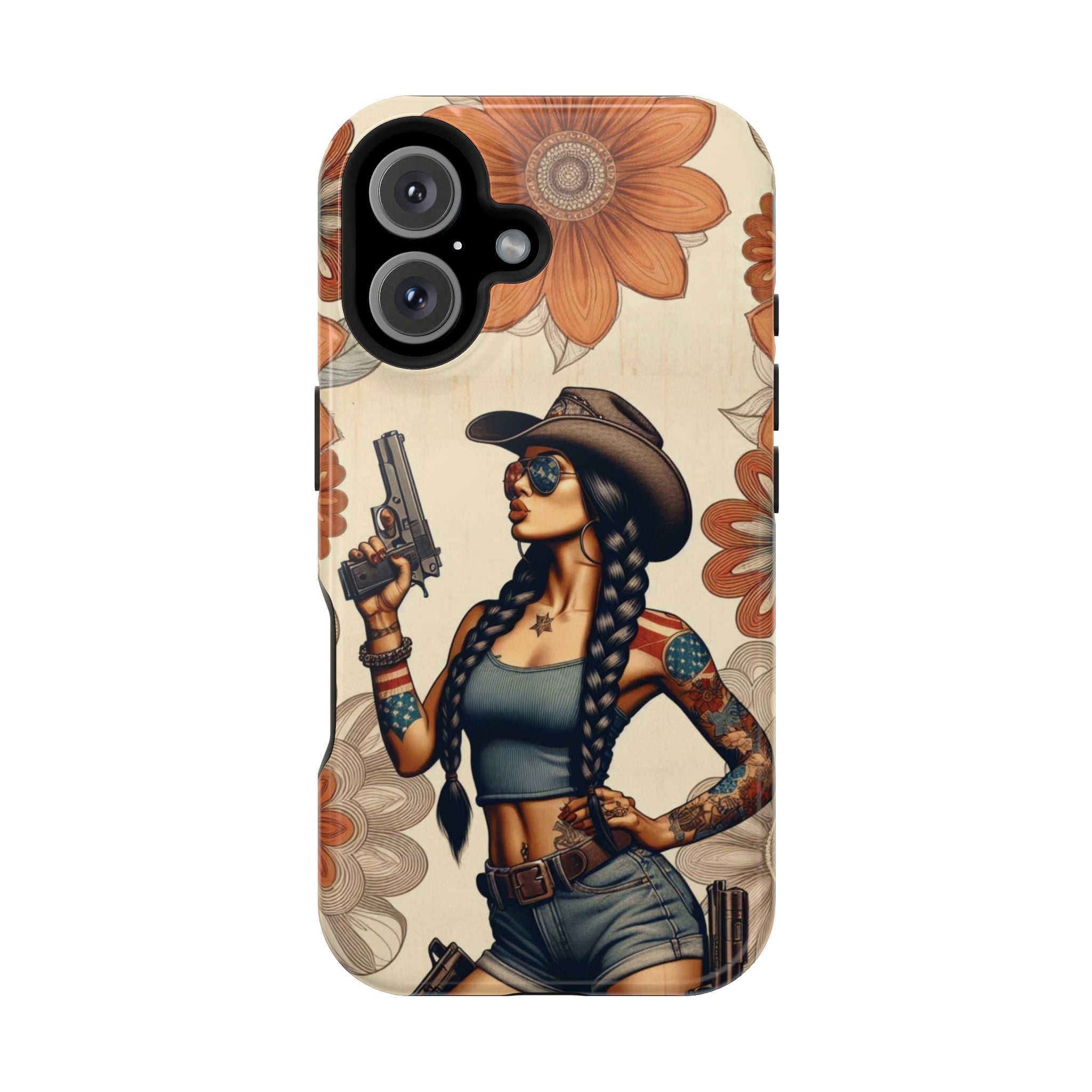 Americana 9mm Pinup Girl - Magnetic Impact‑Resistant Phone Case  iPhone 13-17 / Samsung S26  MagSafe Compatible