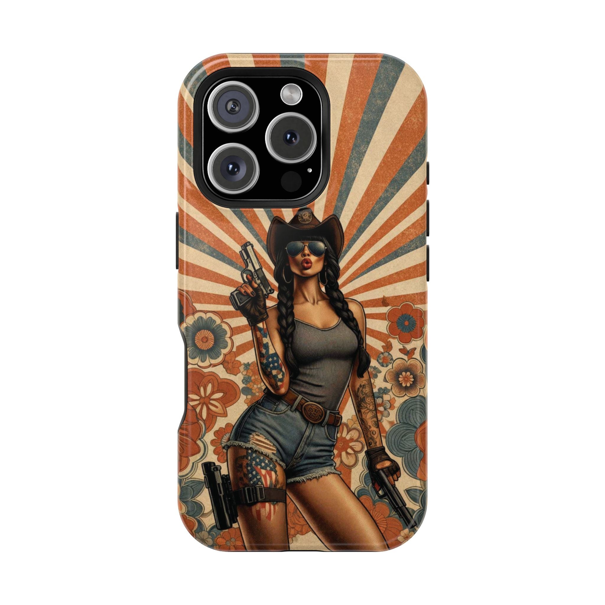 Americana 9mm Pinup Girl - Magnetic Impact‑Resistant Phone Case  iPhone 13-17 / Samsung S26  MagSafe Compatible