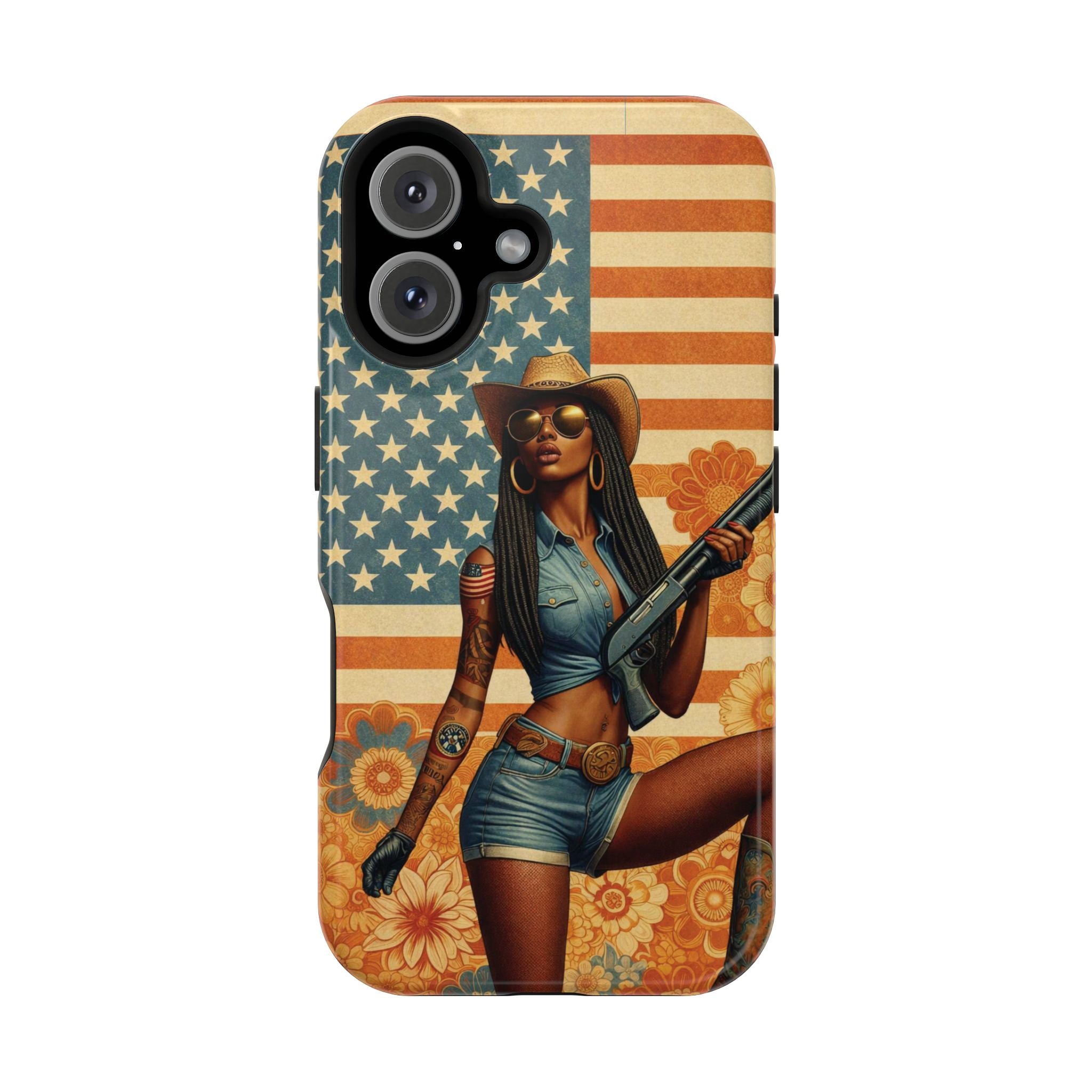 Americana 12GA Pinup Girl - Magnetic Impact‑Resistant Phone Case  iPhone 13-17 / Samsung S26  MagSafe Compatible
