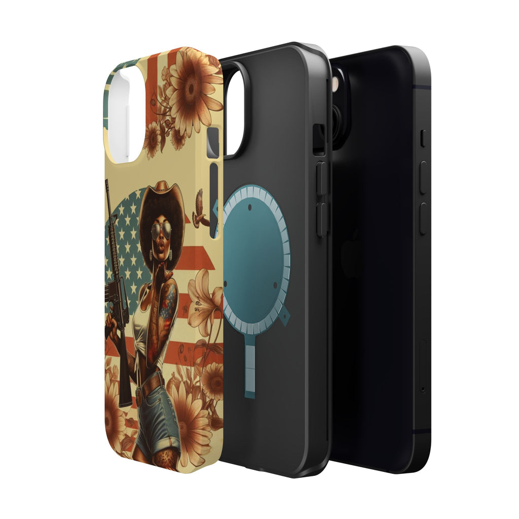 Americana AR-15 Pinup Girl - Magnetic Impact‑Resistant Phone Case  iPhone 13-17 / Samsung S26  MagSafe Compatible