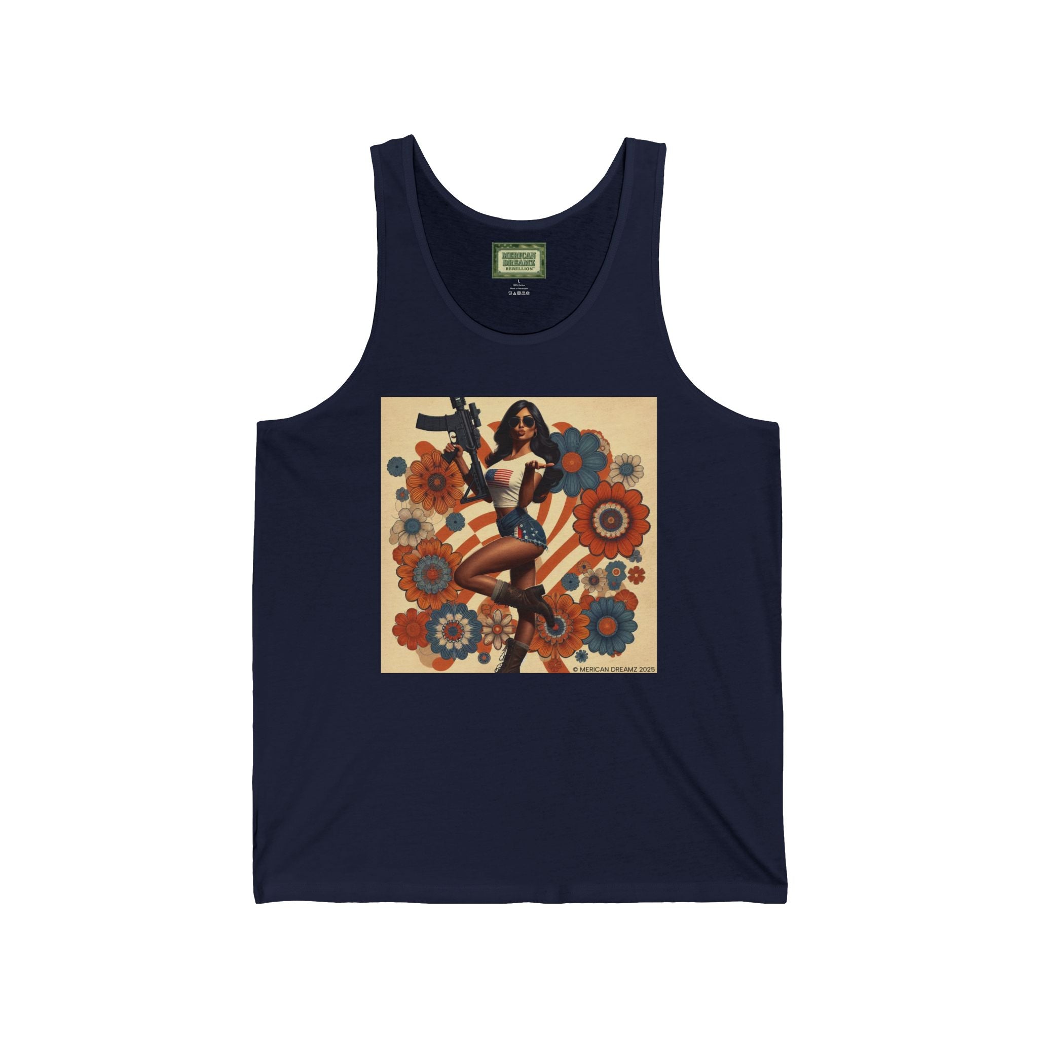 Patriotic Pin-Up Tank Top — Vintage American Flag Girl Graphic