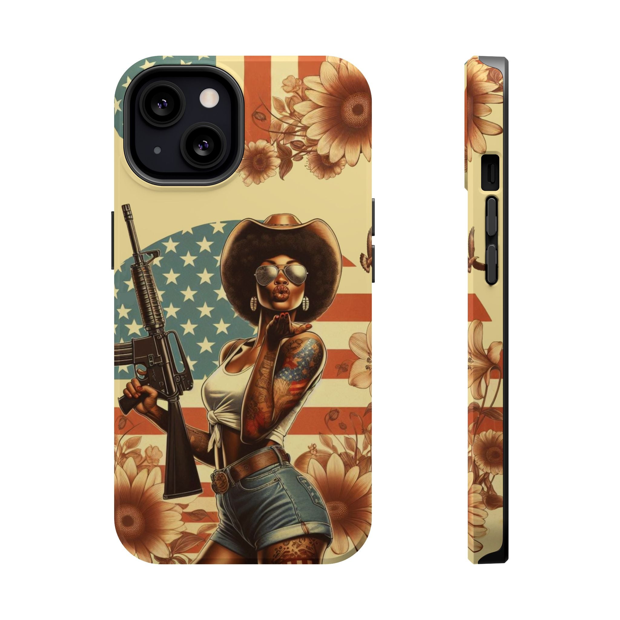 Americana AR-15 Pinup Girl - Magnetic Impact‑Resistant Phone Case  iPhone 13-17 / Samsung S26  MagSafe Compatible