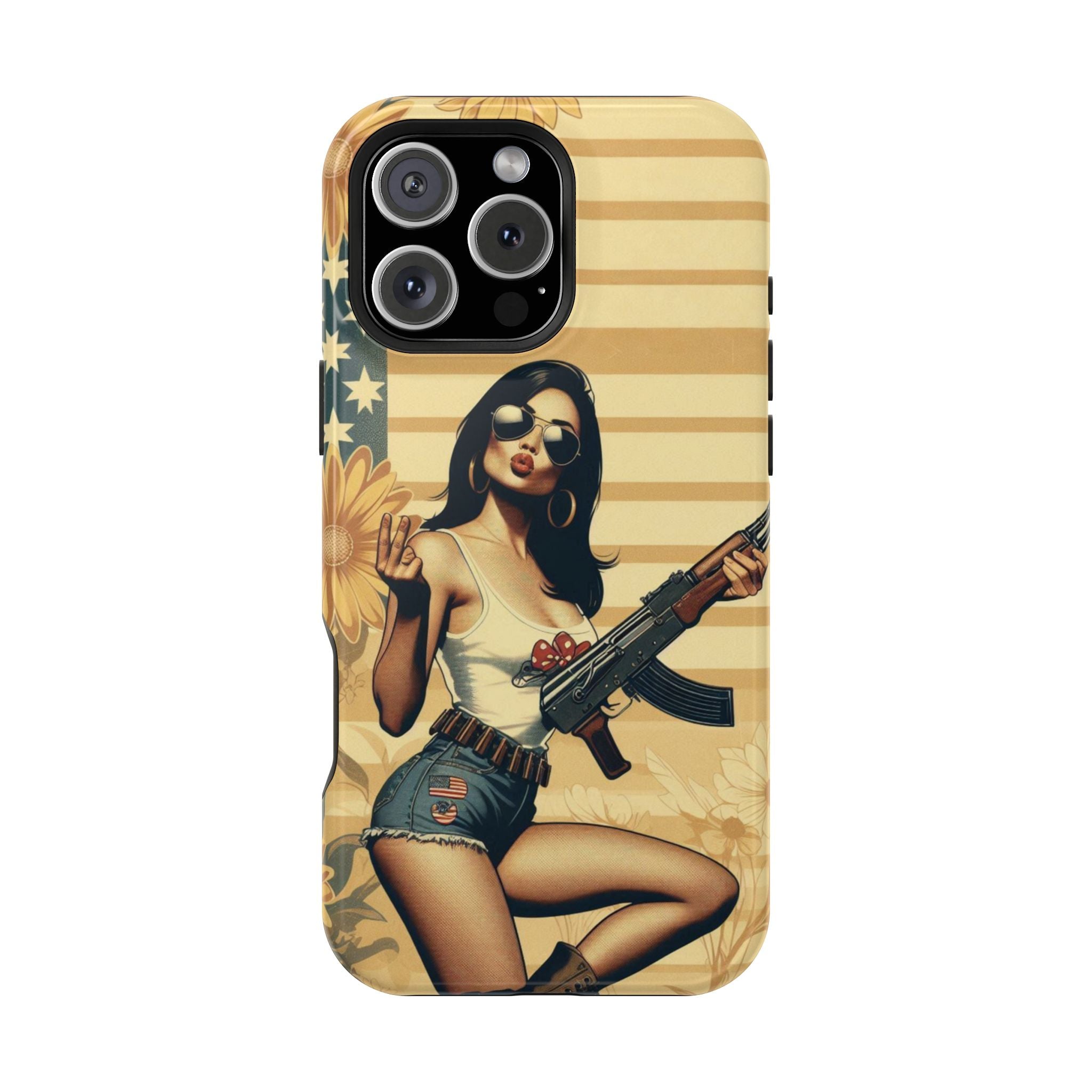 Americana AK-47 Pinup Girl - Magnetic Impact‑Resistant Phone Case  iPhone 13-17 / Samsung S26  MagSafe Compatible