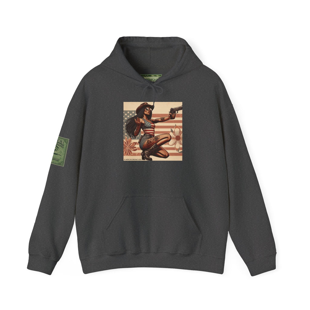 Retro Americana Pinup Gunslinger Hoodie — Vintage Pinup Girls Pullover