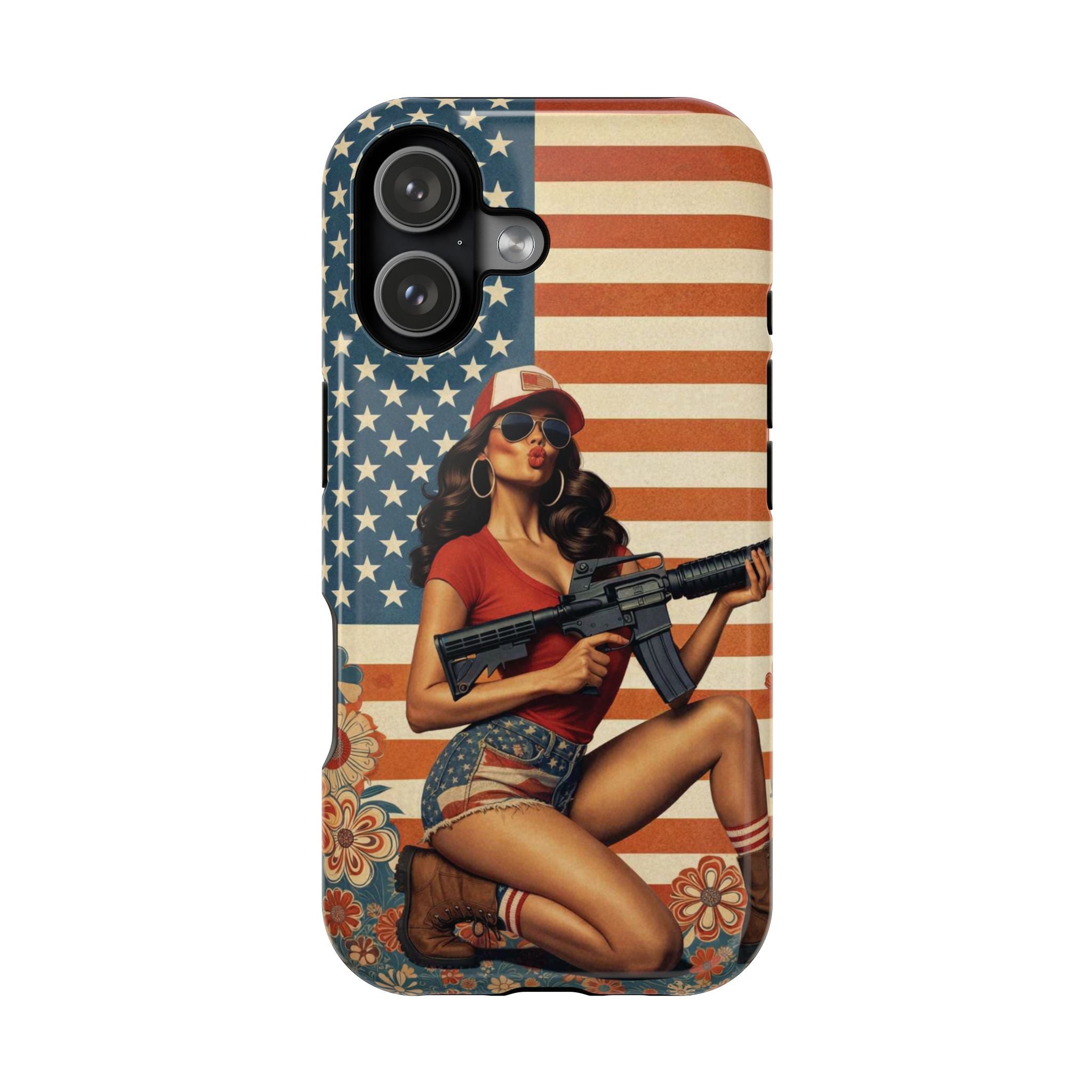 Americana AR-15 Pinup Girl - Magnetic Impact‑Resistant Phone Case  iPhone 13-17 / Samsung S26  MagSafe Compatible